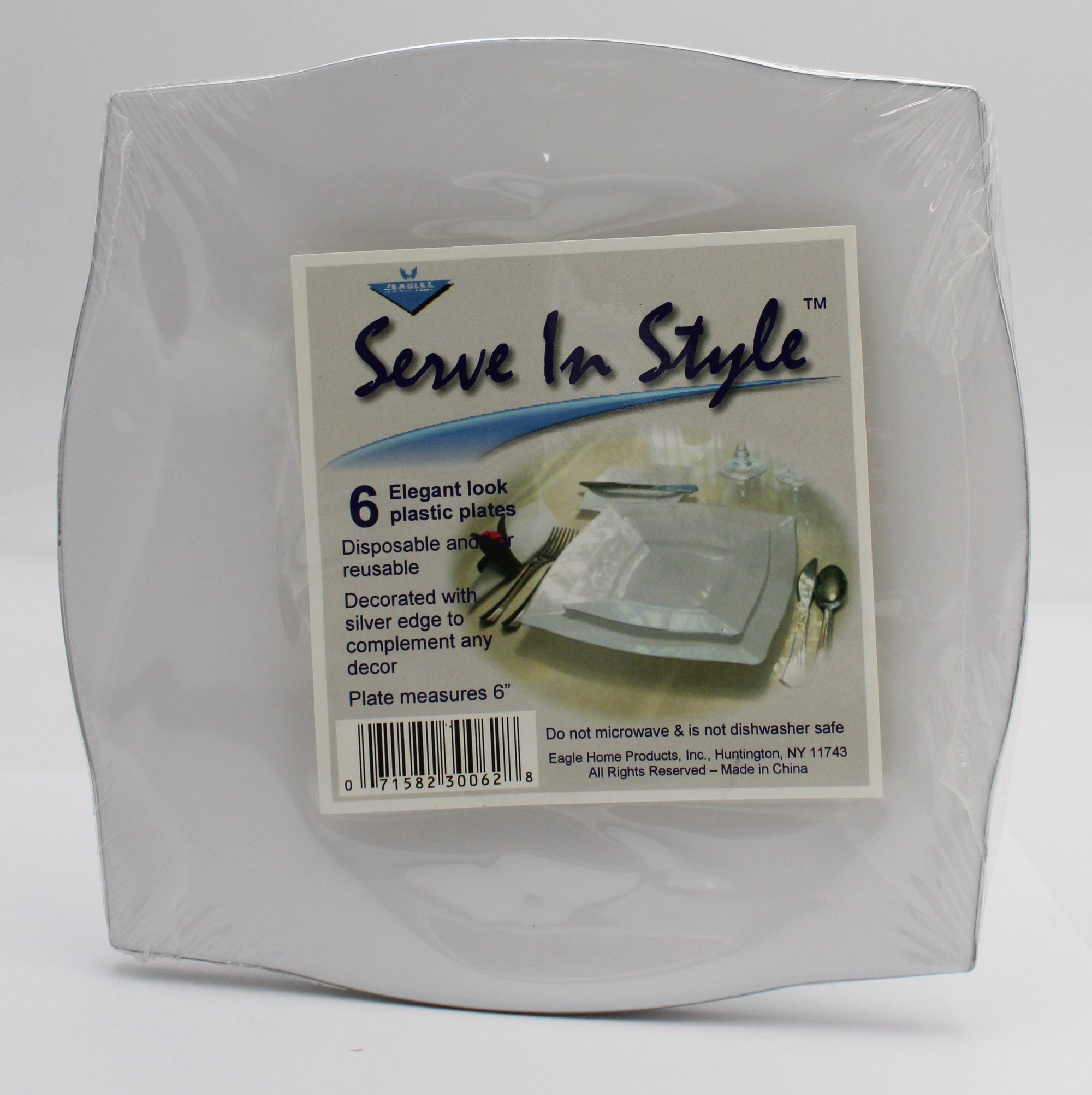 NATUREZWAY 6PK SMALL PLASTIC PLATES W/RIM - WHITE