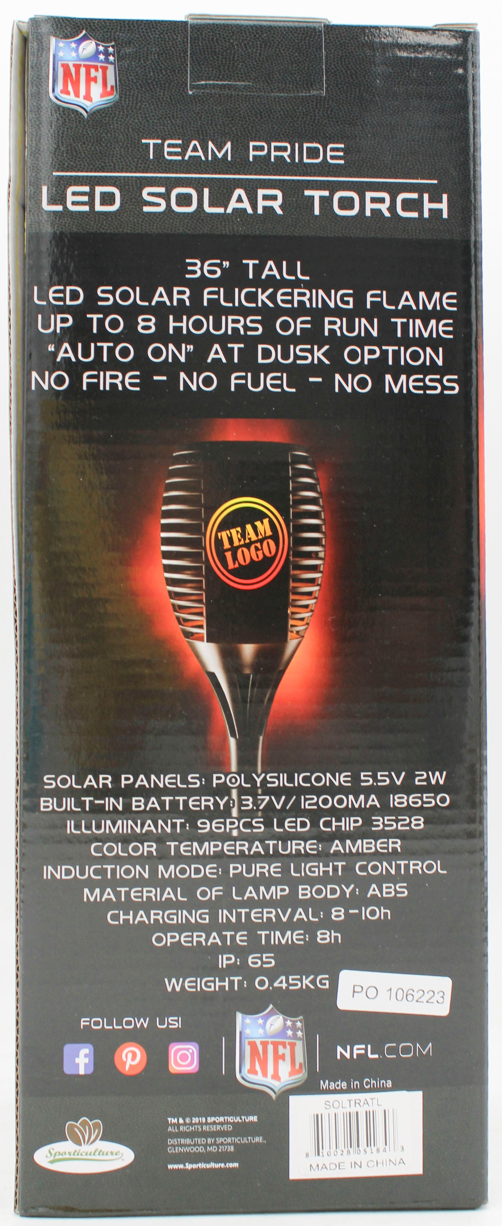 NFL ATLANTA FALCONS  LED SOLAR TORCH 36"