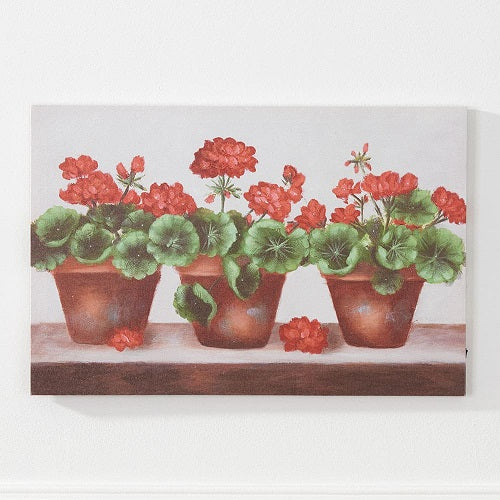 RED GERANIUM LED CANVAS PRINT 23.75"L x 15.75"W