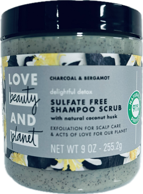 LOVE BEAUTY&PLANET SULFATE FREE SHAMPOO SCRUB 9oz CHARCOAL&BERGAMOT