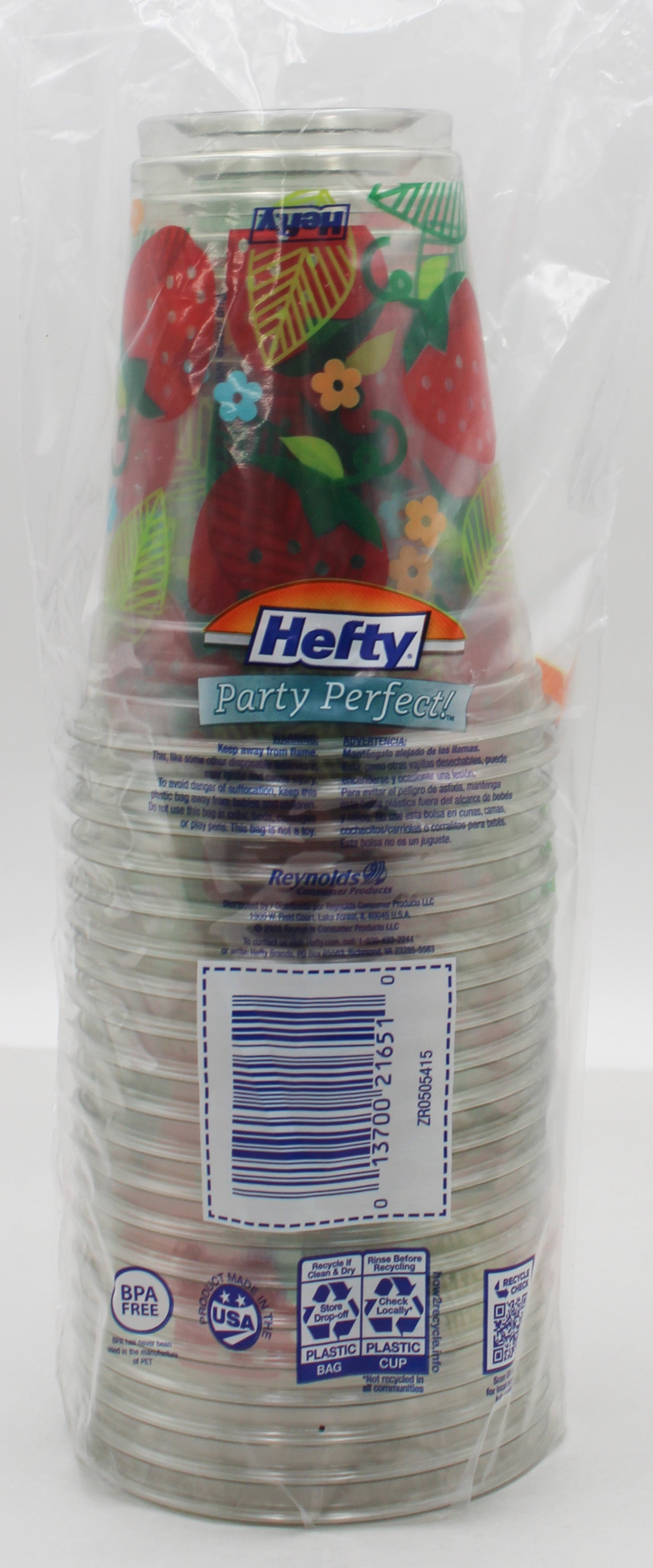 HEFTY 18oz Strawberry Print Cups 20ct Wholesale Pack