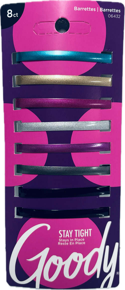 GOODY BARRETTES CLASSICS METALLIC GLOSSED STAY TIGHT 8CT ASSORTED COLORS NI