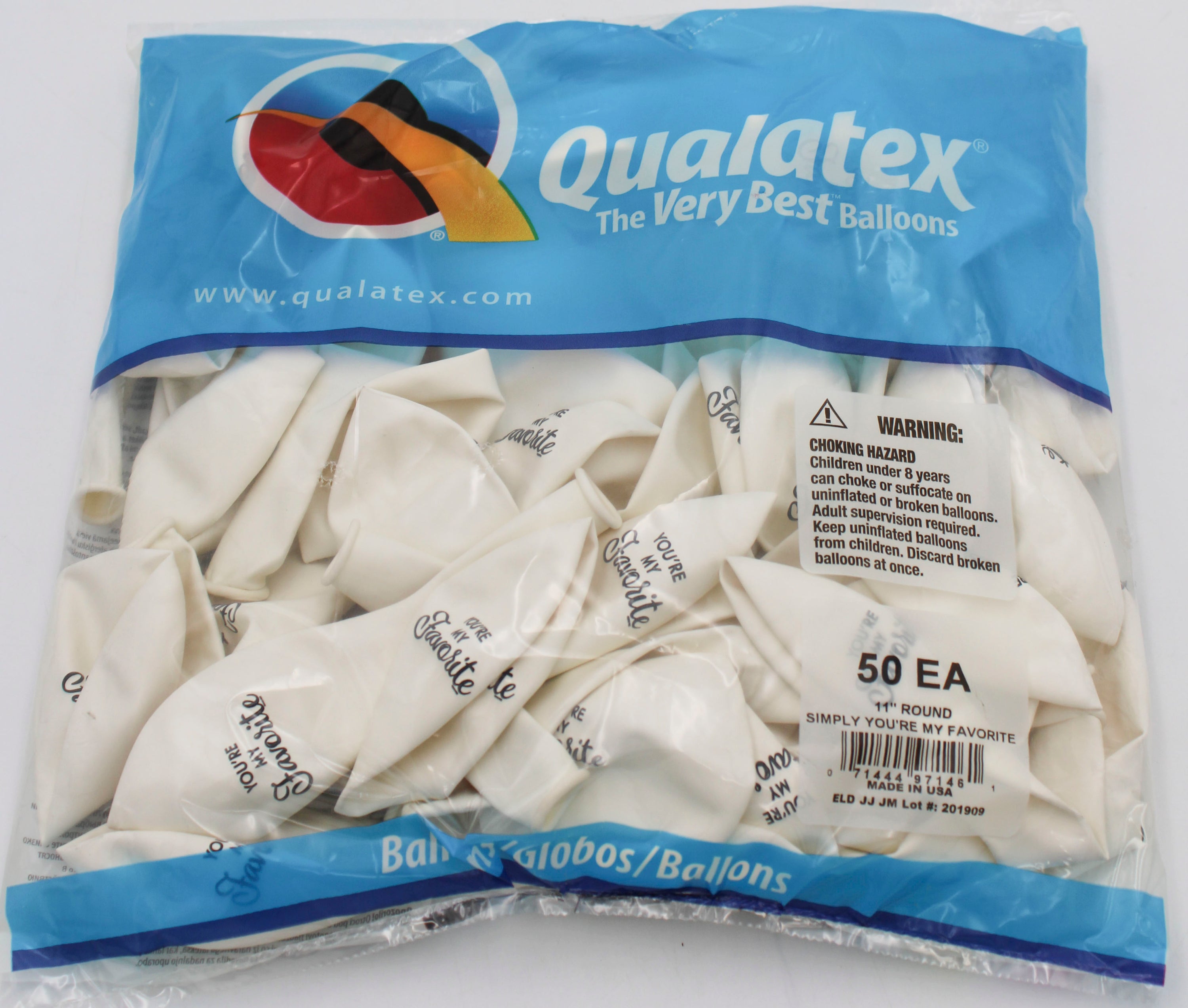 11" ROUND QX LATEX BALLOON WHITE 50CT SIMPLY YOU'RE MY FAVORITE