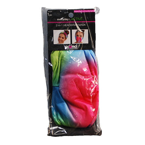 SCUNCI ACTIVE 2-IN-1 HEADBAND/MASK-TIE DYE NI