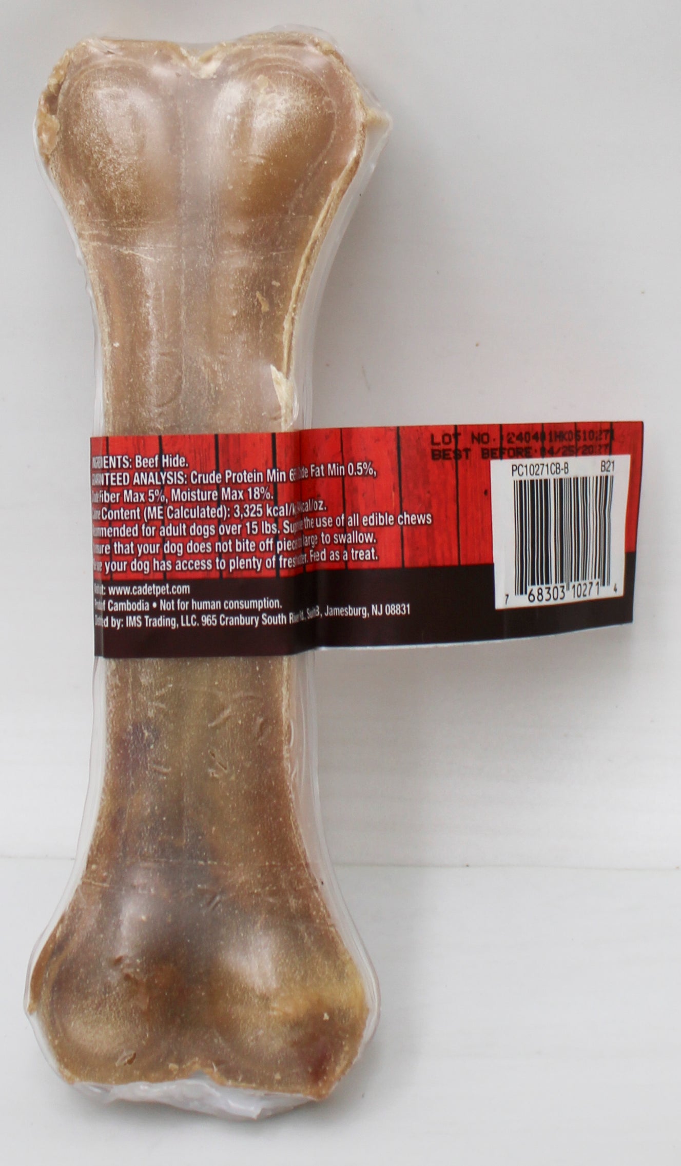 CADET PRESSED BEEF HIDE (RAWHIDE) BONE 6" BB 4/25/2027