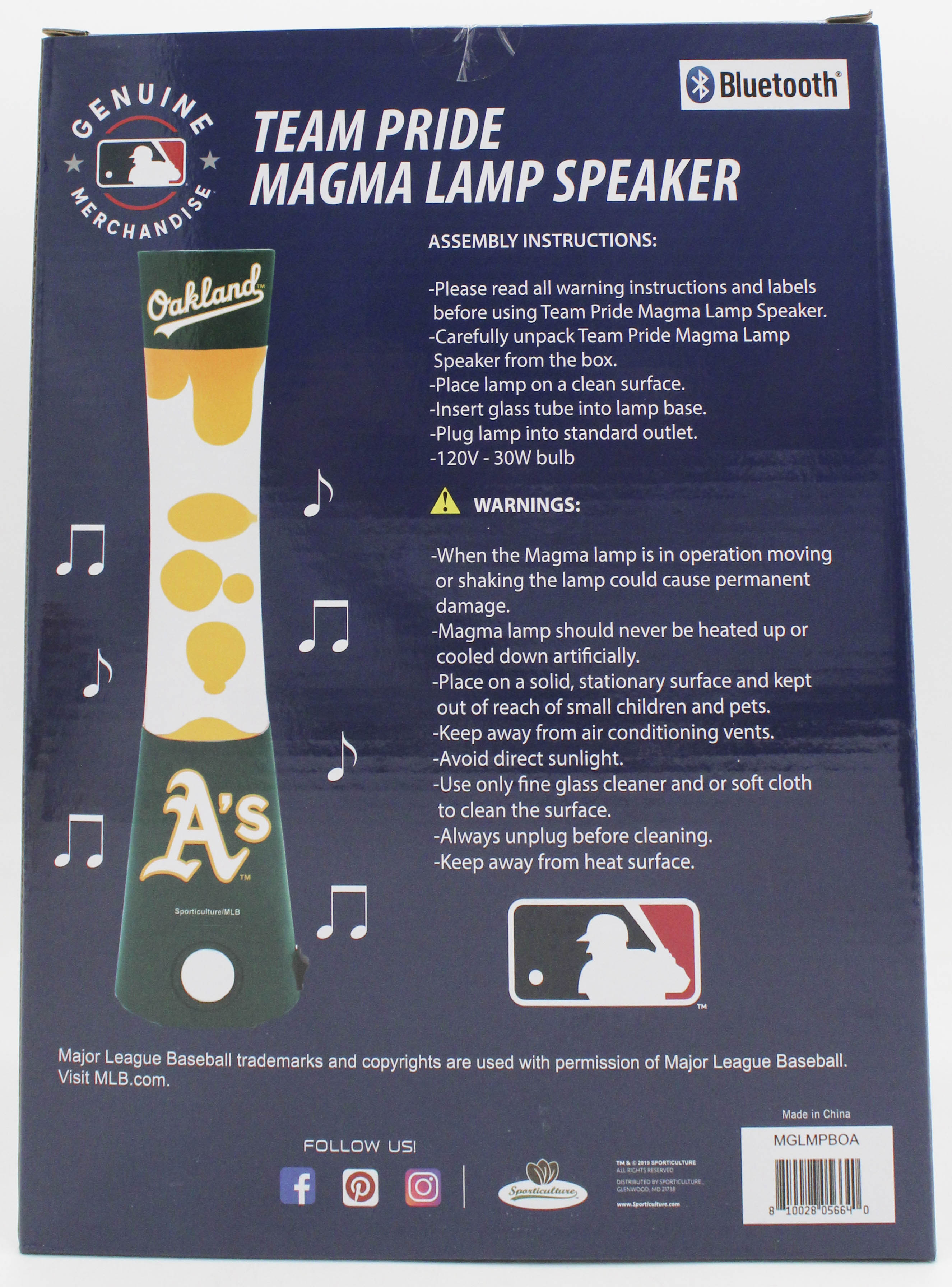 MLB OAKLAND ATHLETICS LAVA LAMP SPEAKER 16.5"