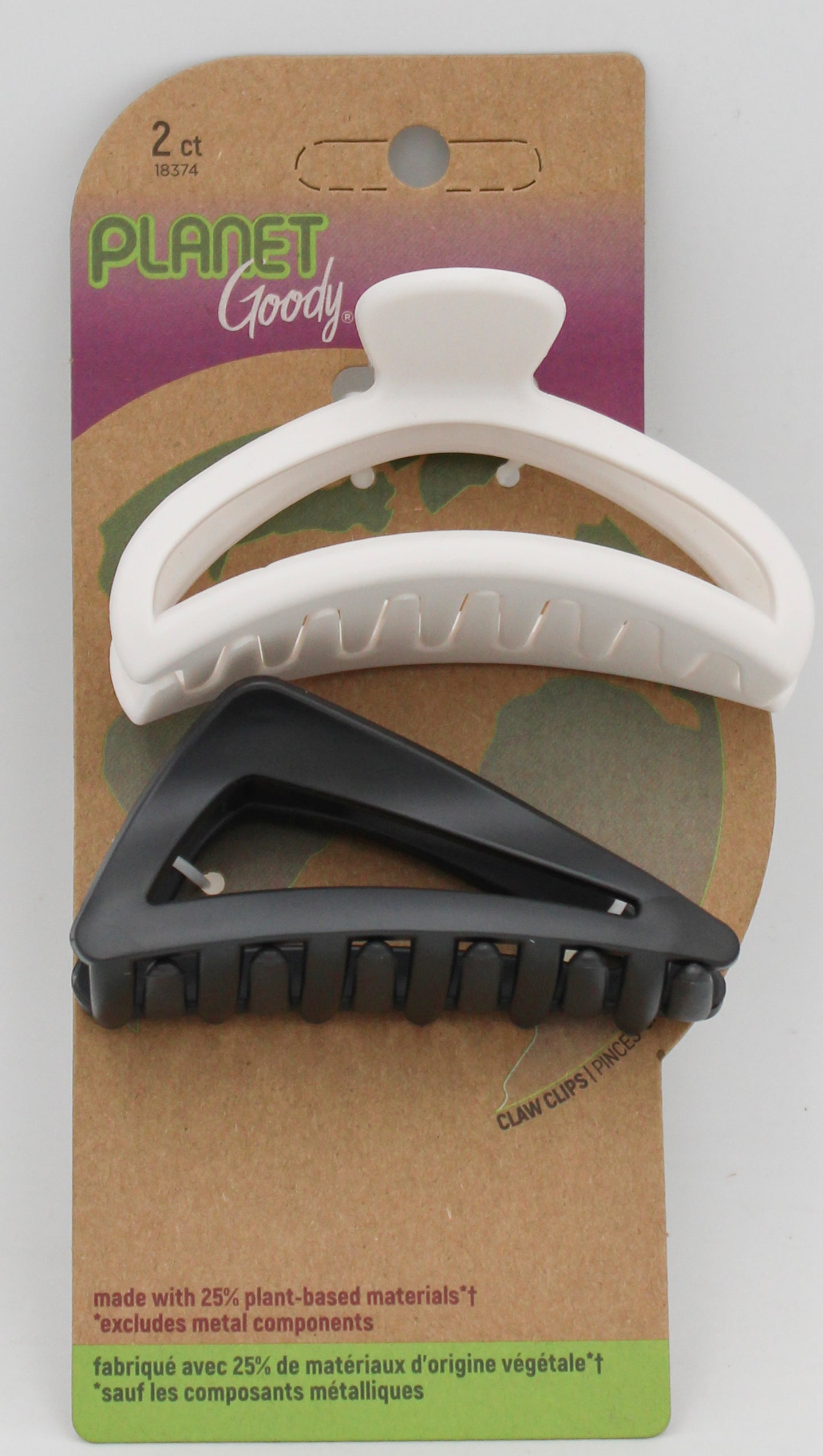 PLANET GOODY CLAW CLIPS BLACK CREAM-2 CT NI