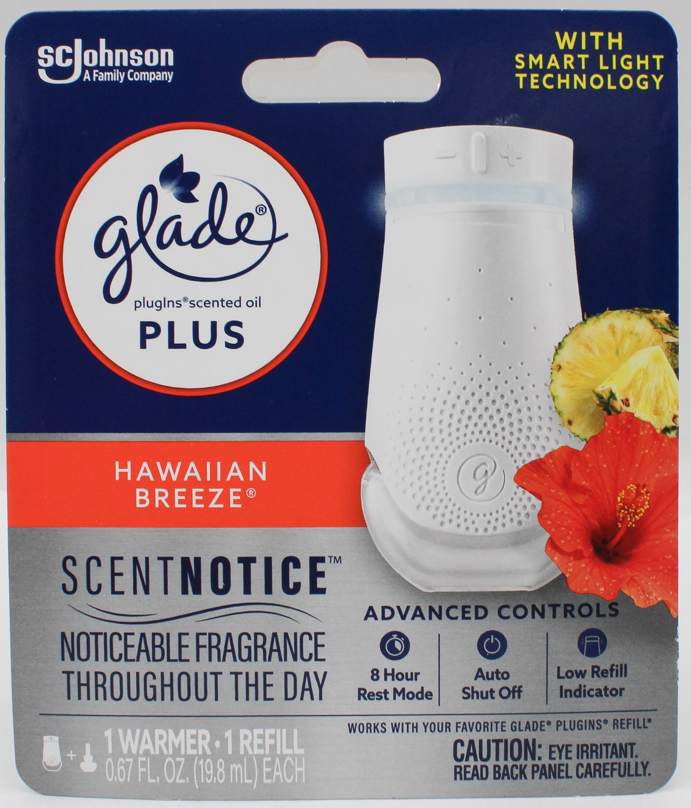 Glade PlugIns Smart Light Warmer + 1 Refill Hawaiian Breeze 0.67fl oz