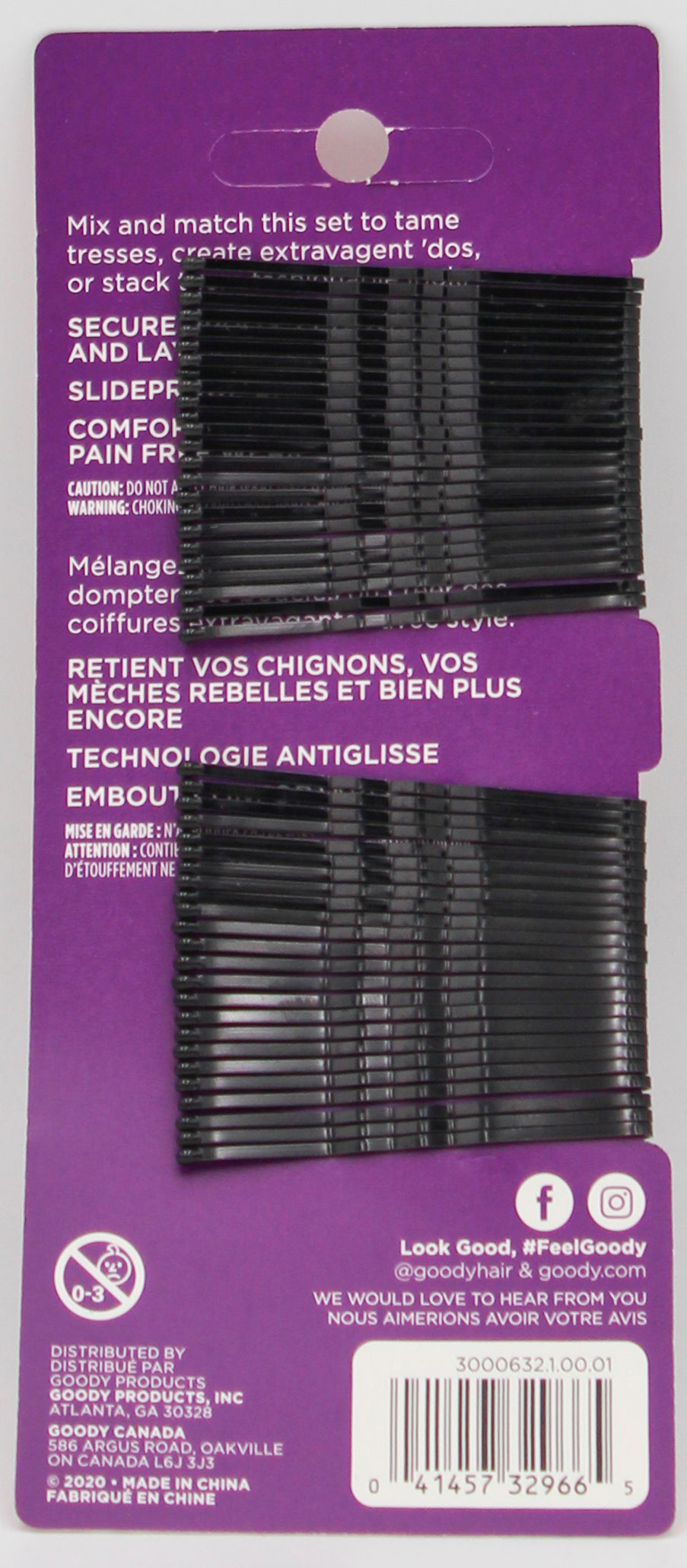 GOODY BOBBY PINS CRIMPED 2IN BLACK 48ct NI