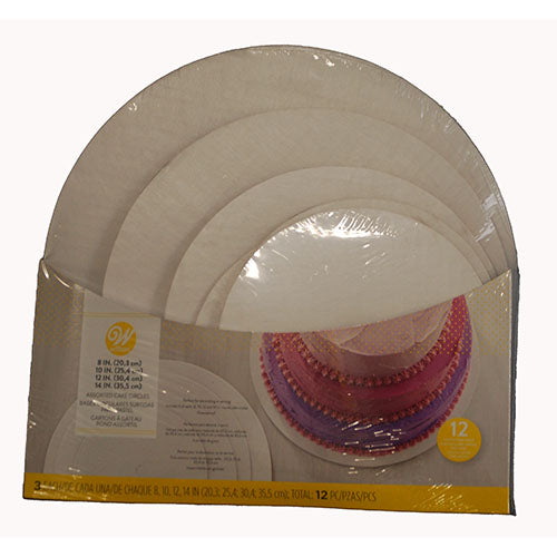 WILTON CAKE BOARD PACK MULTIPLE SIZES 12CT.