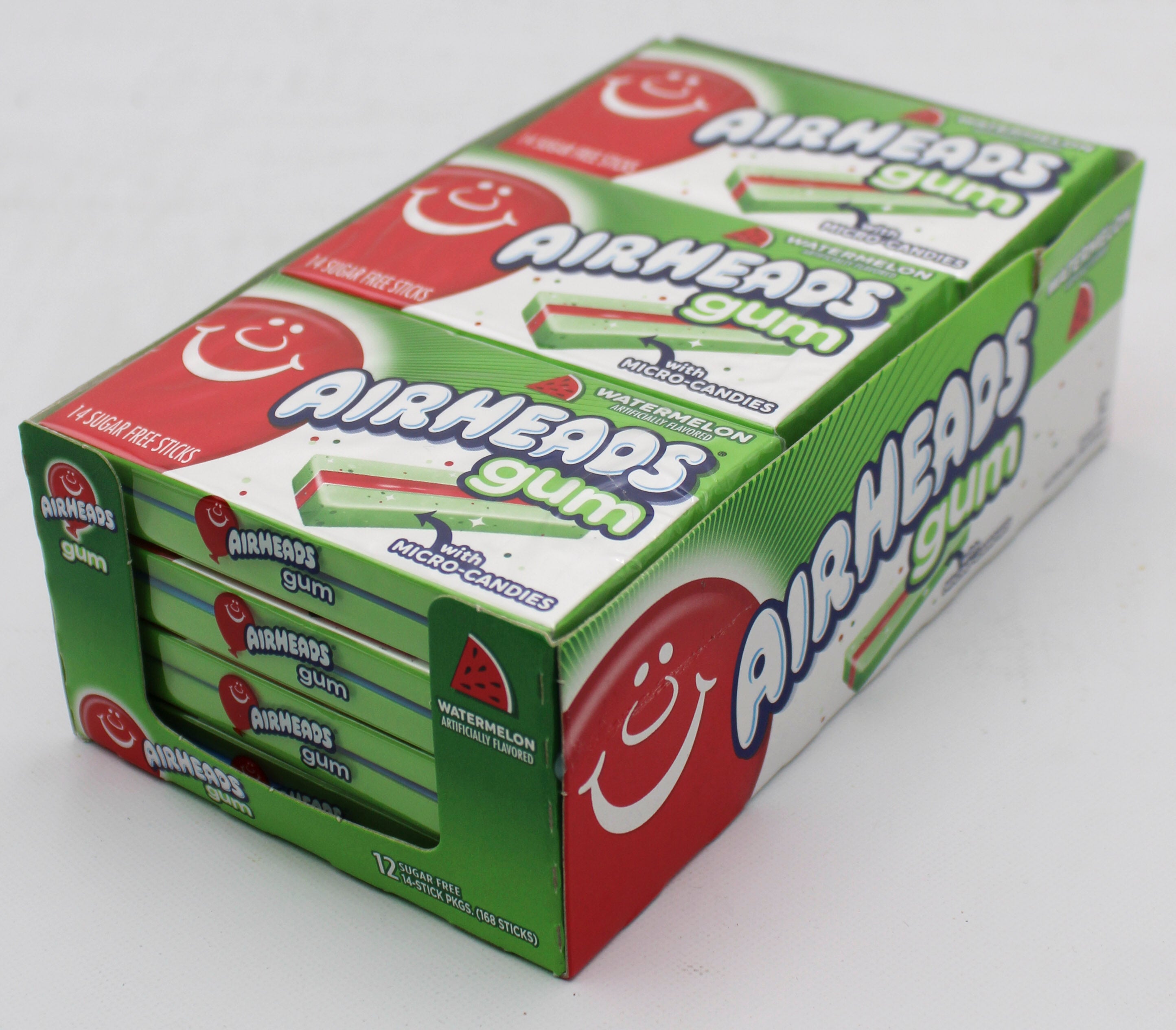 AIRHEADS SUGAR-FREE CHEWING GUM, WATERMELON, 14-PIECE PACK BB 8/31/27 NI