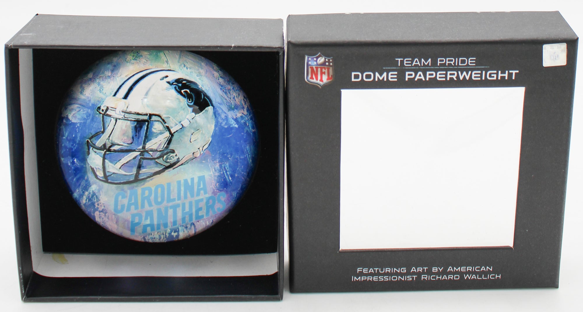 OFFICIALLY LICENCED CAROLINA PANTHERS GLASS DOME PAPERWEIGHT 4"