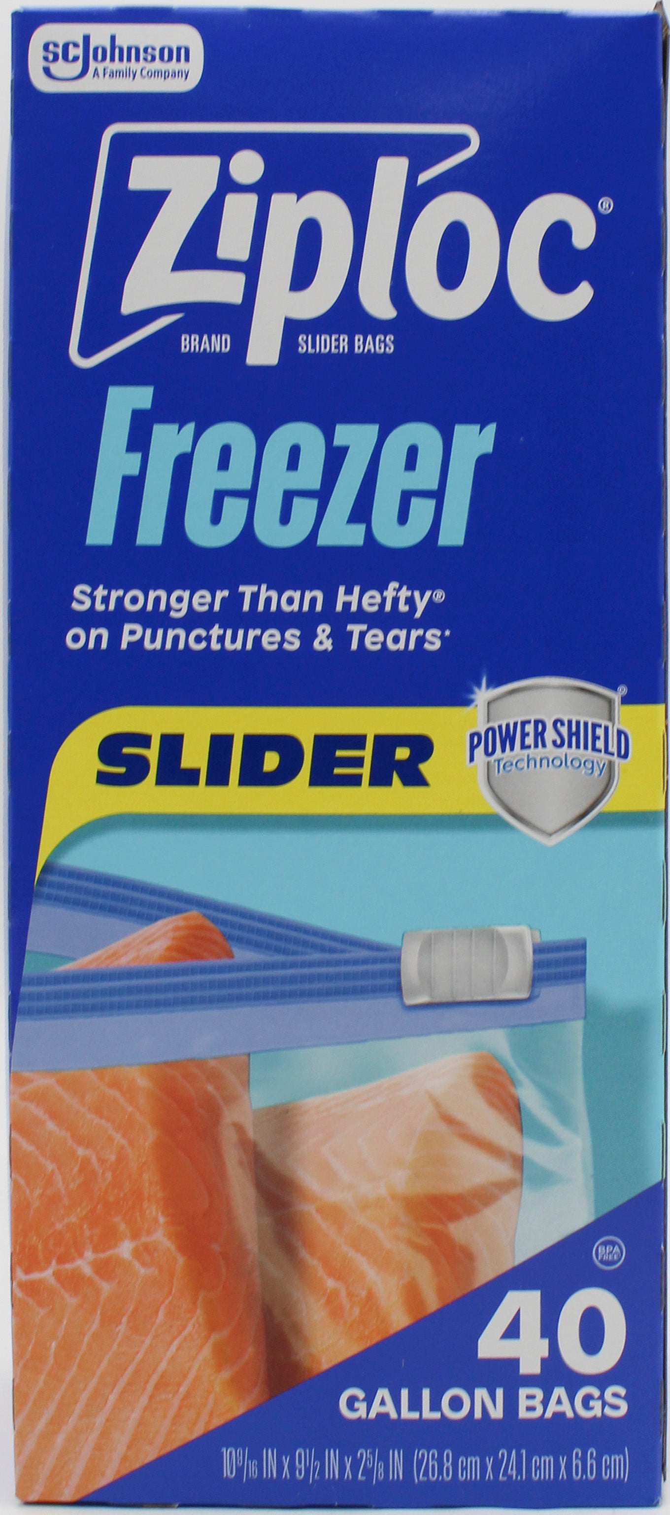 SP ZIPLOC BAG SLIDER FREEZER POWER SHIELD GALLON 40CT