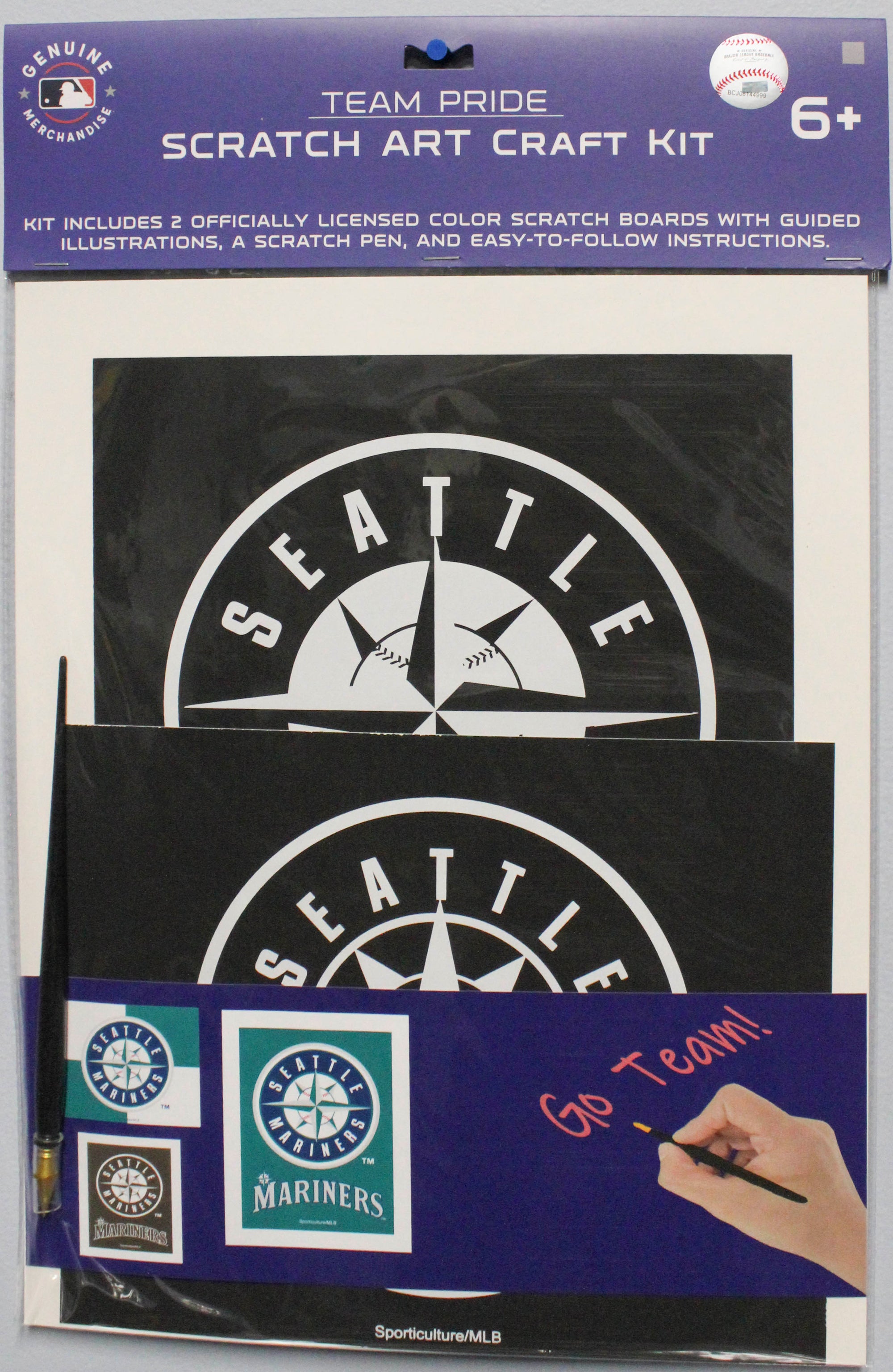 OFFICIALLY LICENSED SEATTLE MARINERS SCRATCH ART CRAFT KIT