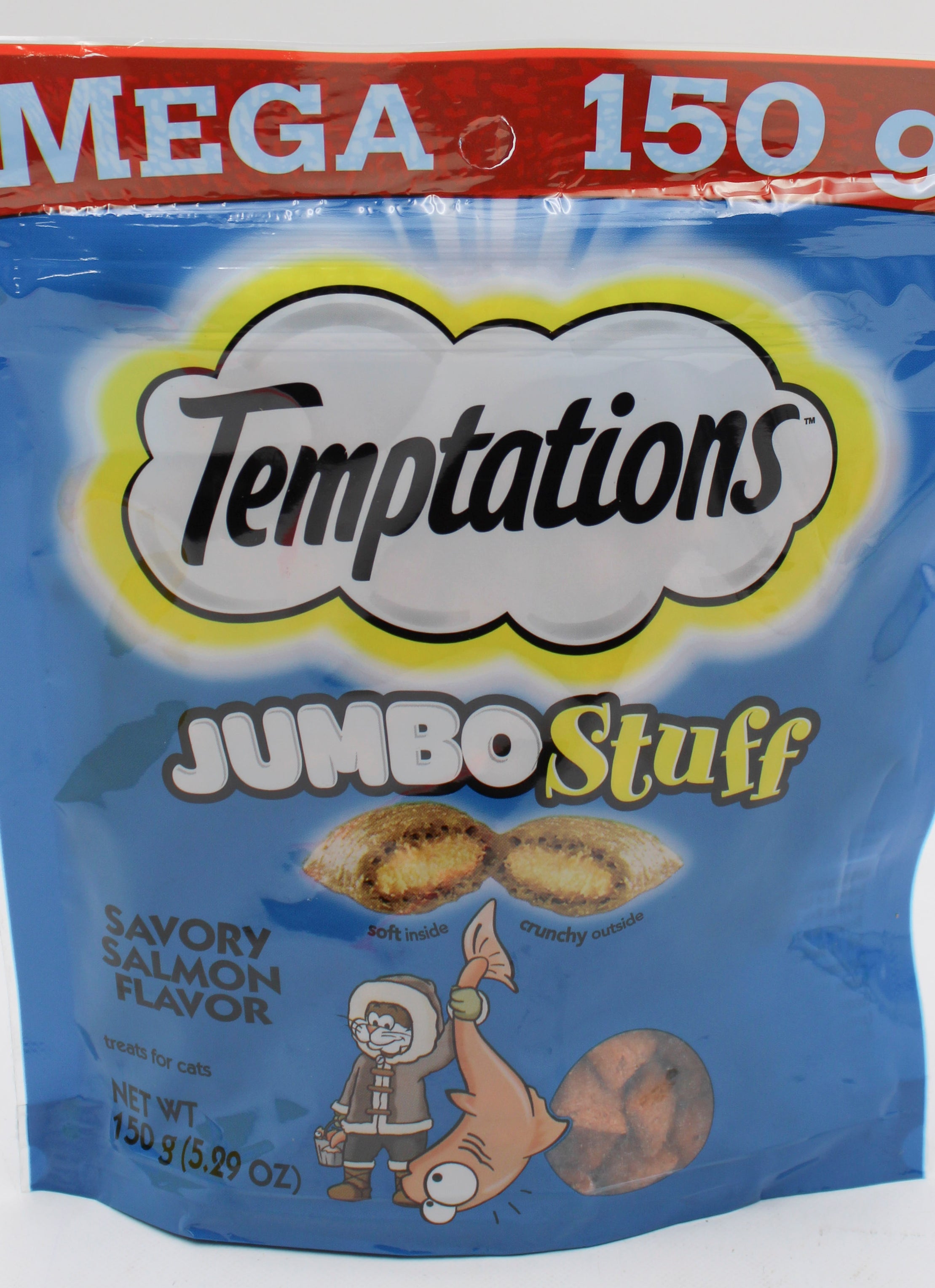 TEMPTATIONS JUMBO STUFF SAVORY SALMON FLAVOR CAT TREATS 5.3OZ BB 3/31/2027