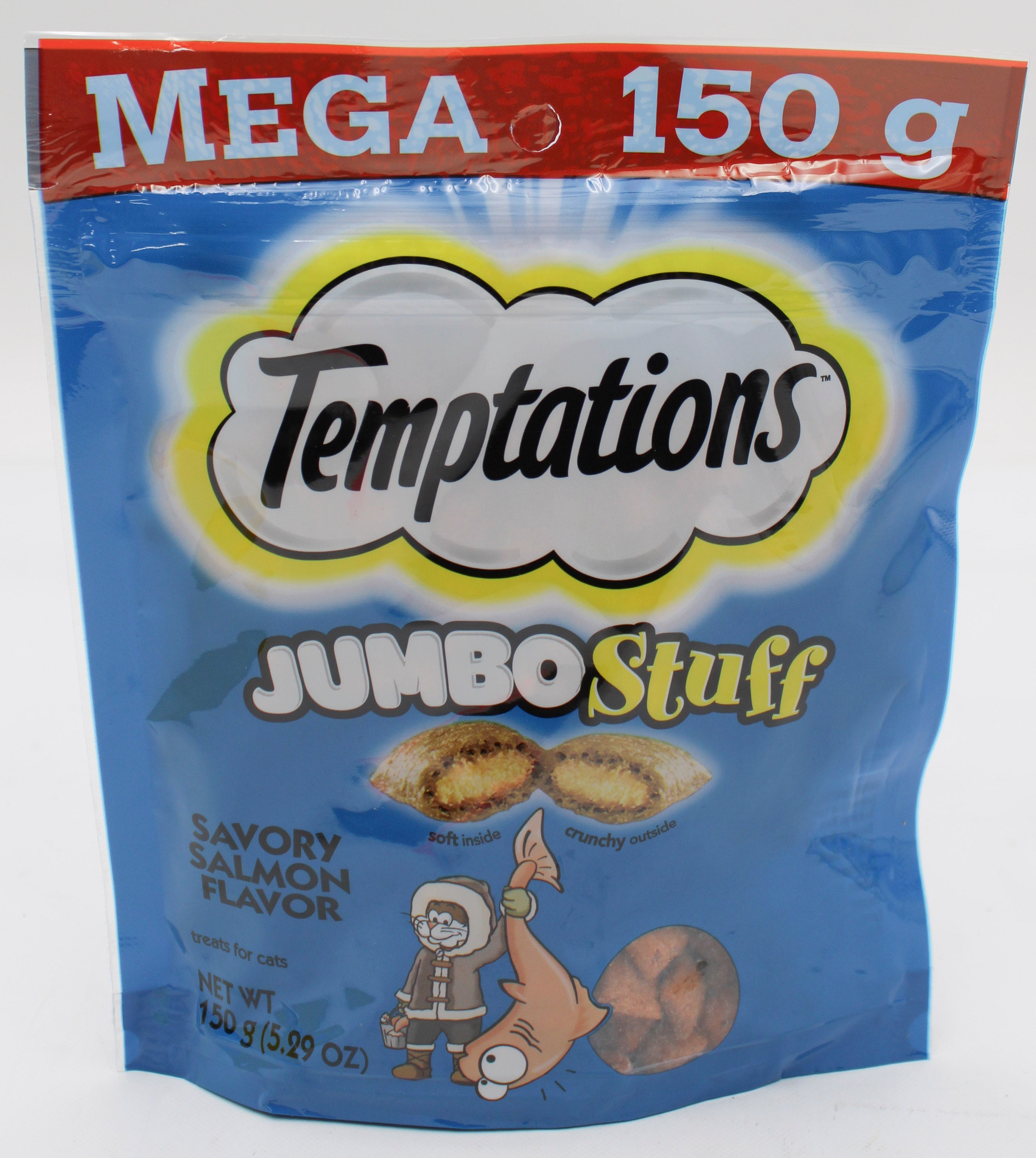 TEMPTATIONS JUMBO STUFF SAVORY SALMON FLAVOR CAT TREATS 5.3OZ BB 3/31/2027
