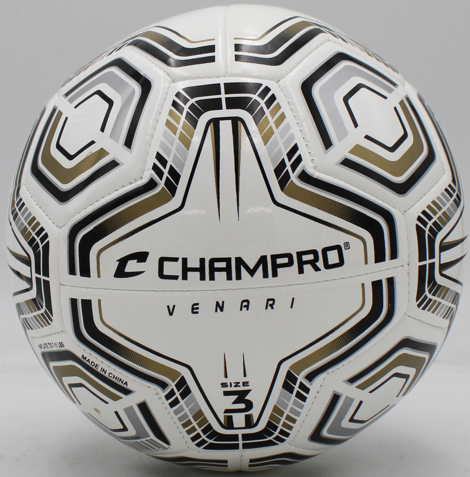 VENARI 20 Panel Soccer Ball #3 BLACK SILVER VEGAS GOLD