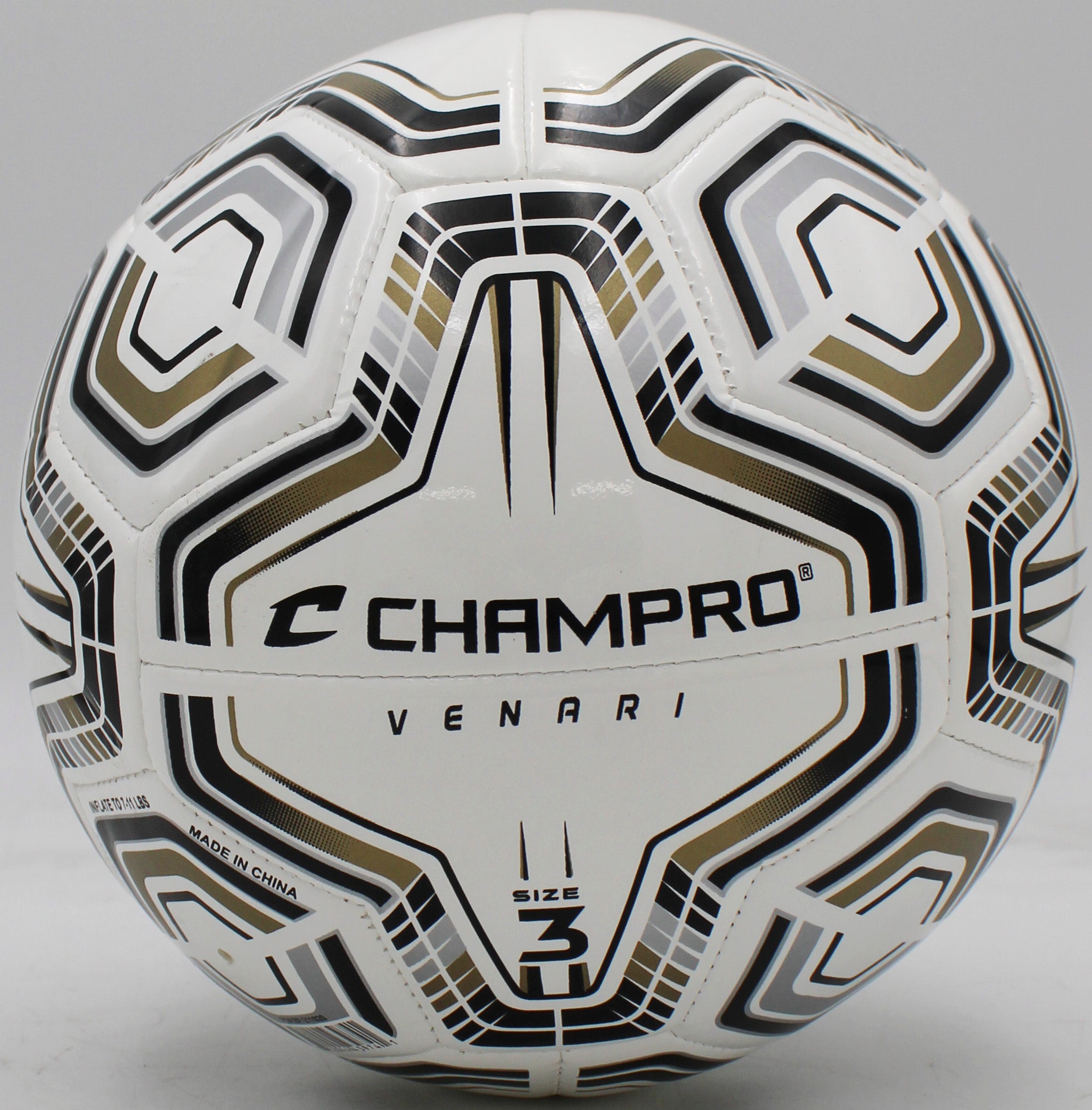 VENARI 20 Panel Soccer Ball #3 BLACK SILVER VEGAS GOLD