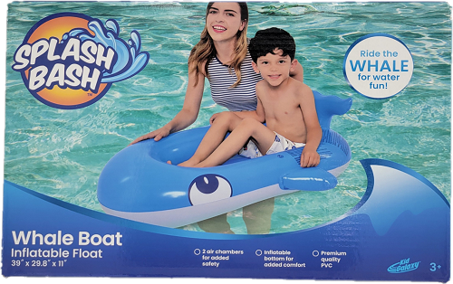 SPLASH BASH INFLATABLE FLOAT WHALE BOAT 39"x29.8"x11" AGE 3+