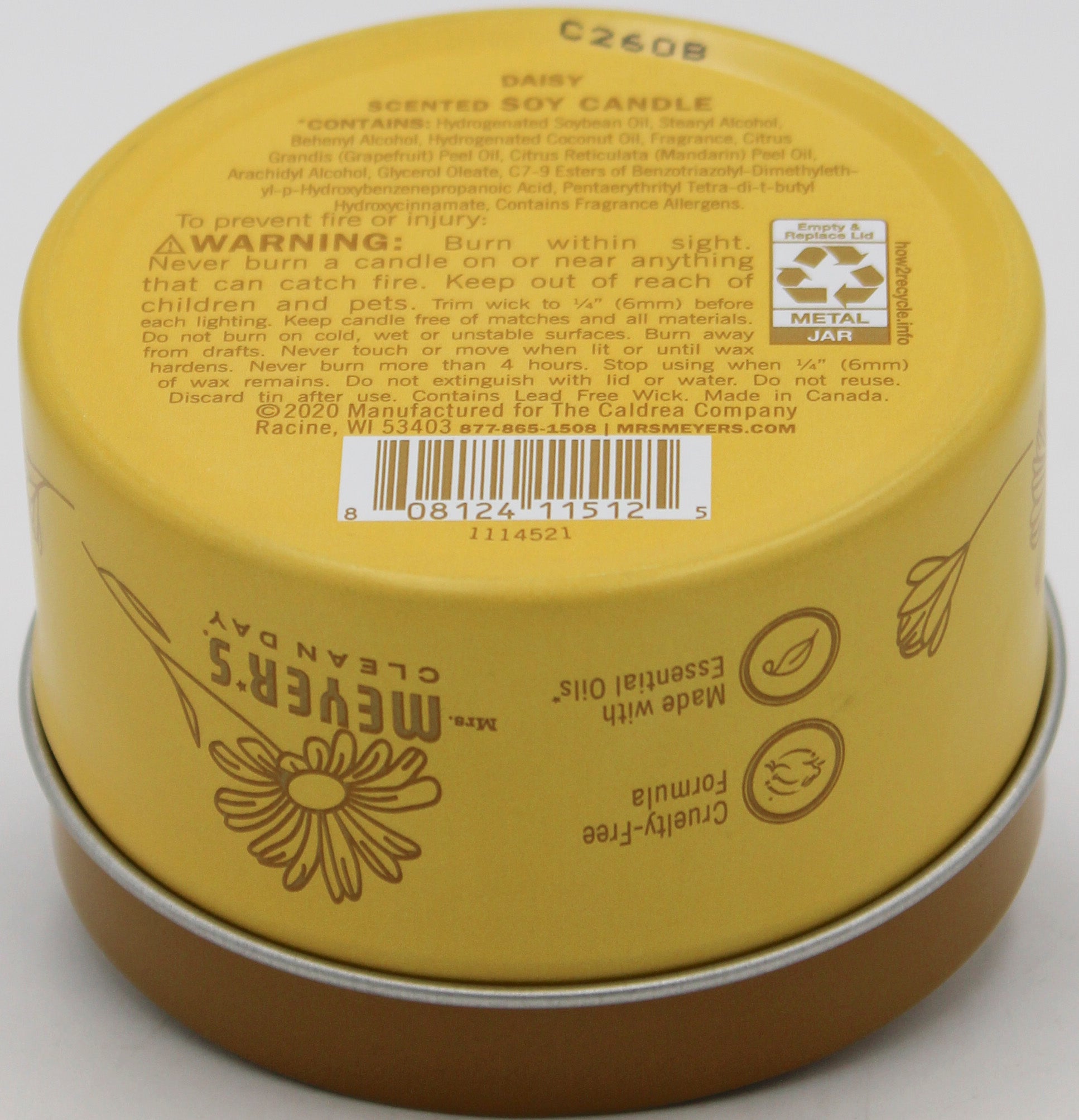 MRS MEYERS TIN CANDLE DAISY 2.9oz US