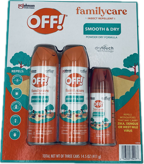 OFF FAMILY CARE INSECT REPELLENT 3PACK (2-6oz 1-2.5oz SMOOTH&DRY)  98CT PALLET DISPLAY  US