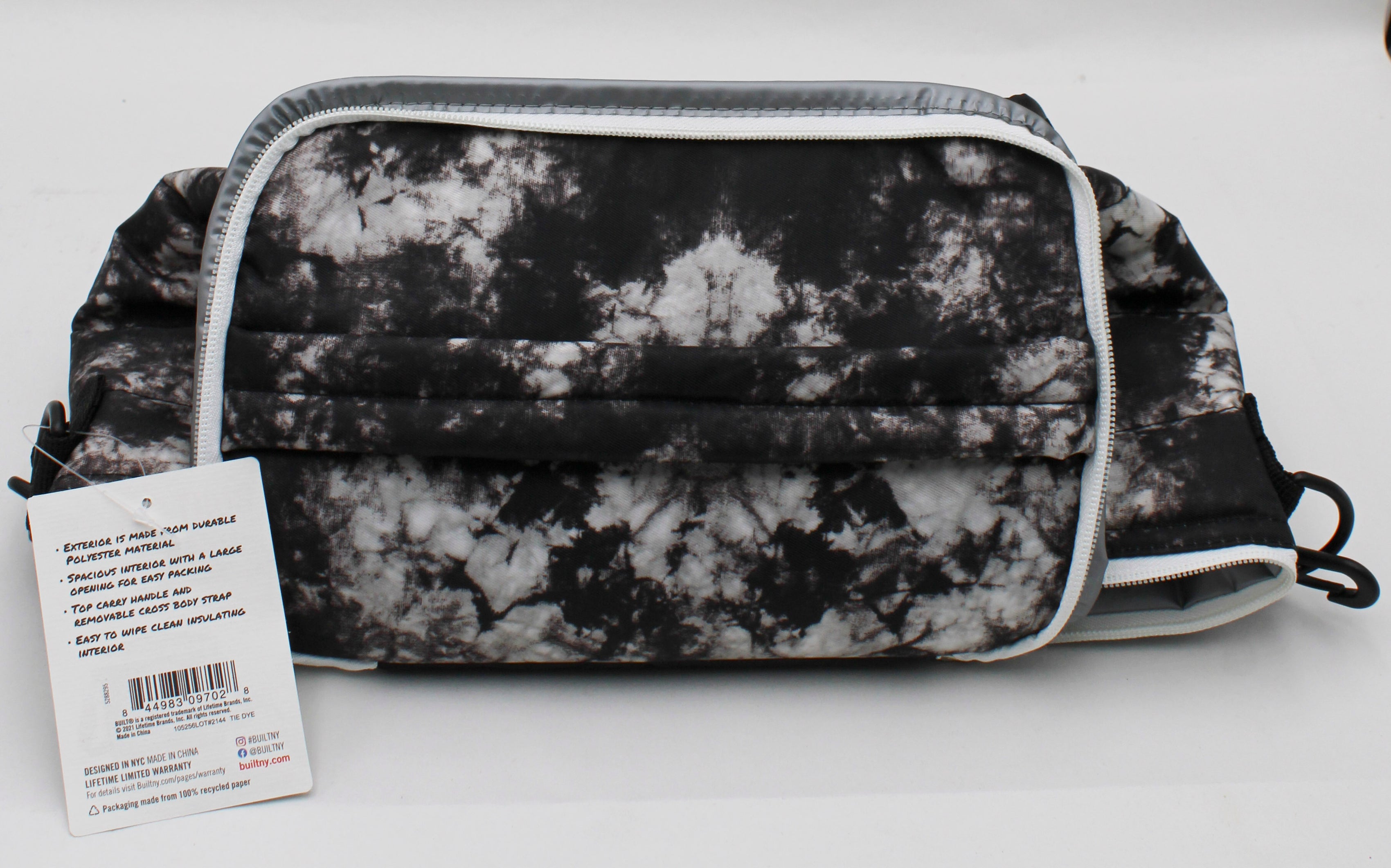 CROSSBODY LUNCH BAG - TYE DYE BLACK AND WHITE NI