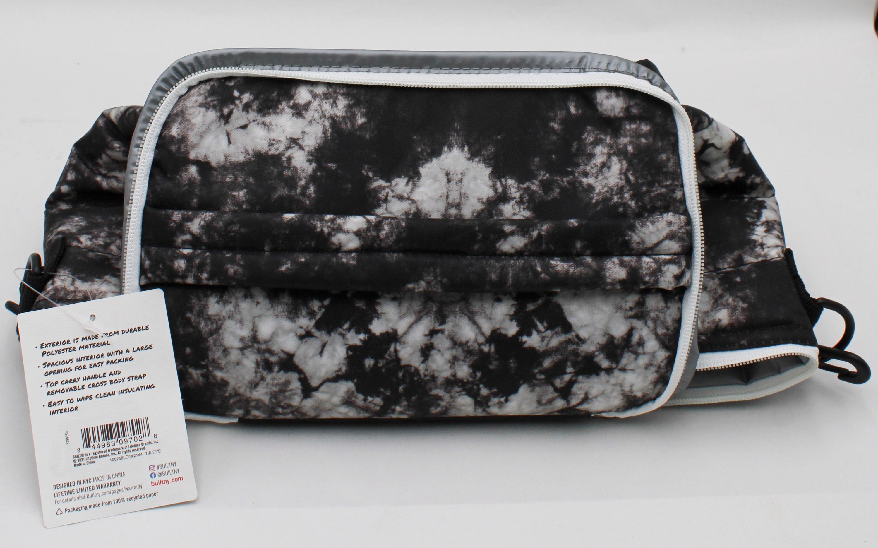 CROSSBODY LUNCH BAG - TYE DYE BLACK AND WHITE NI