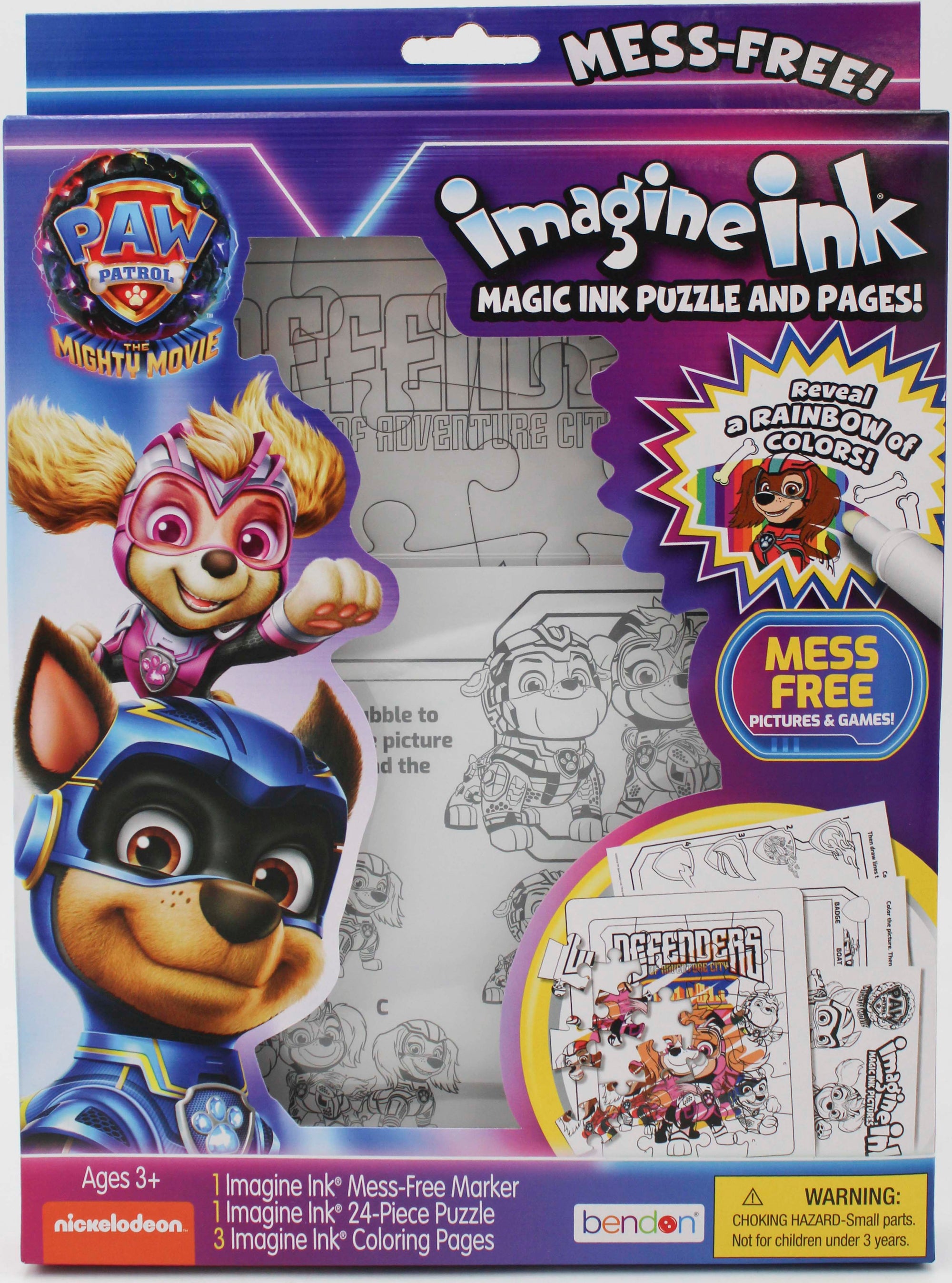 BENDON PAW PATROL IMAGINE MAGIC INK 1 MARKER 24PC PUZZLE 3 COLORING PAGES