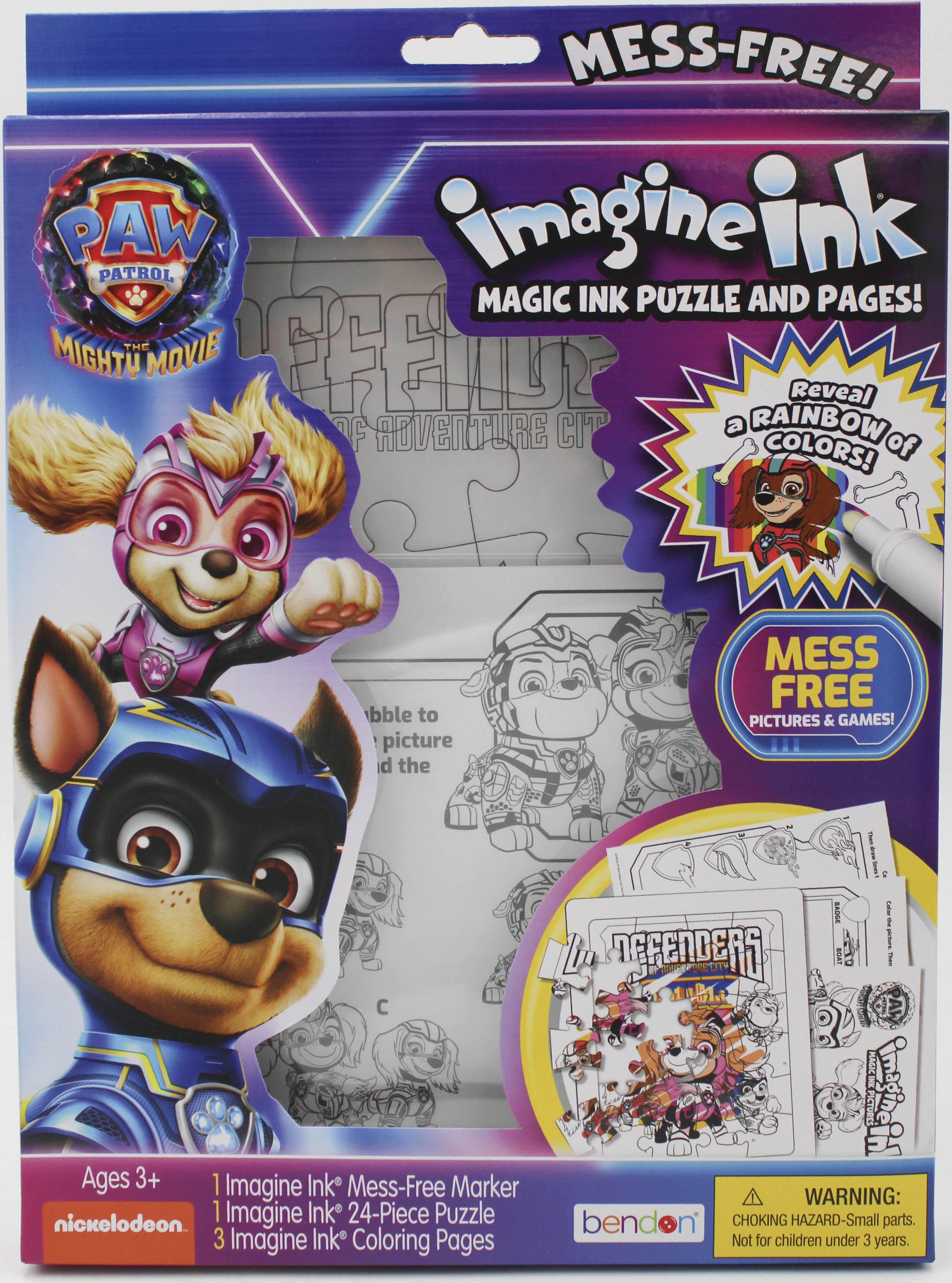 BENDON PAW PATROL IMAGINE MAGIC INK 1 MARKER 24PC PUZZLE 3 COLORING PAGES