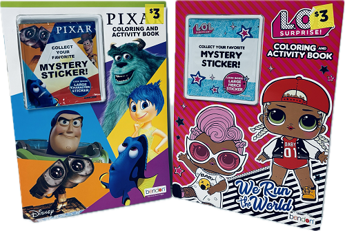 LICENSED COLORING AND ACTIVITY 16PAGES BOOK 11"X7 3/4" WITH MYSTERY STICKER ASST PP $3