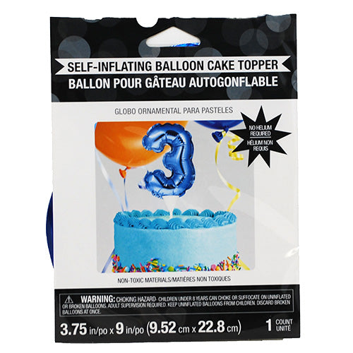SELF INFLATING BALLOON CAKE TOPPER #3-BLUE
