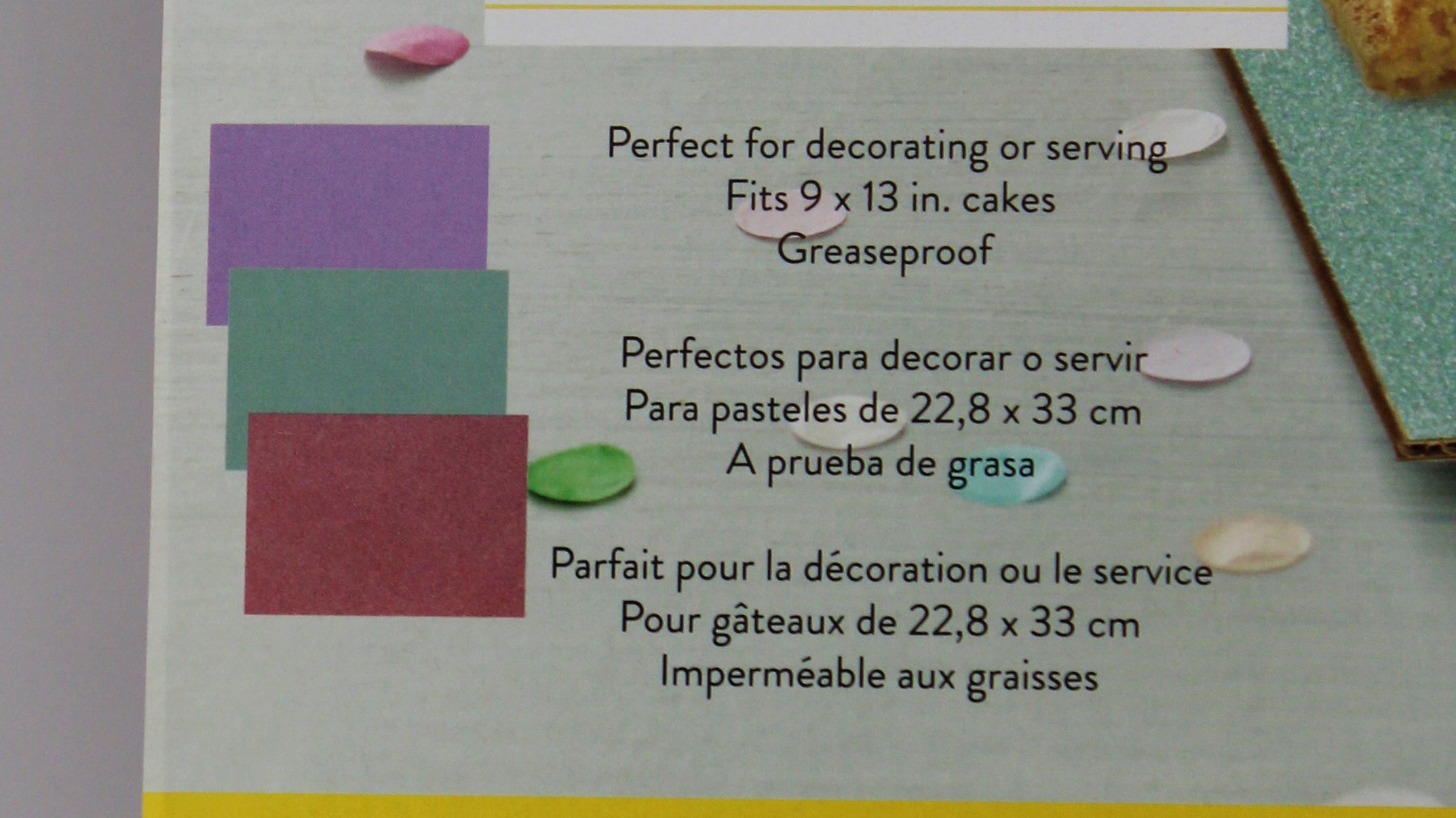 WILTON CAKE BOARD ASSORTED GLITTER 11X15IN 3CT NI