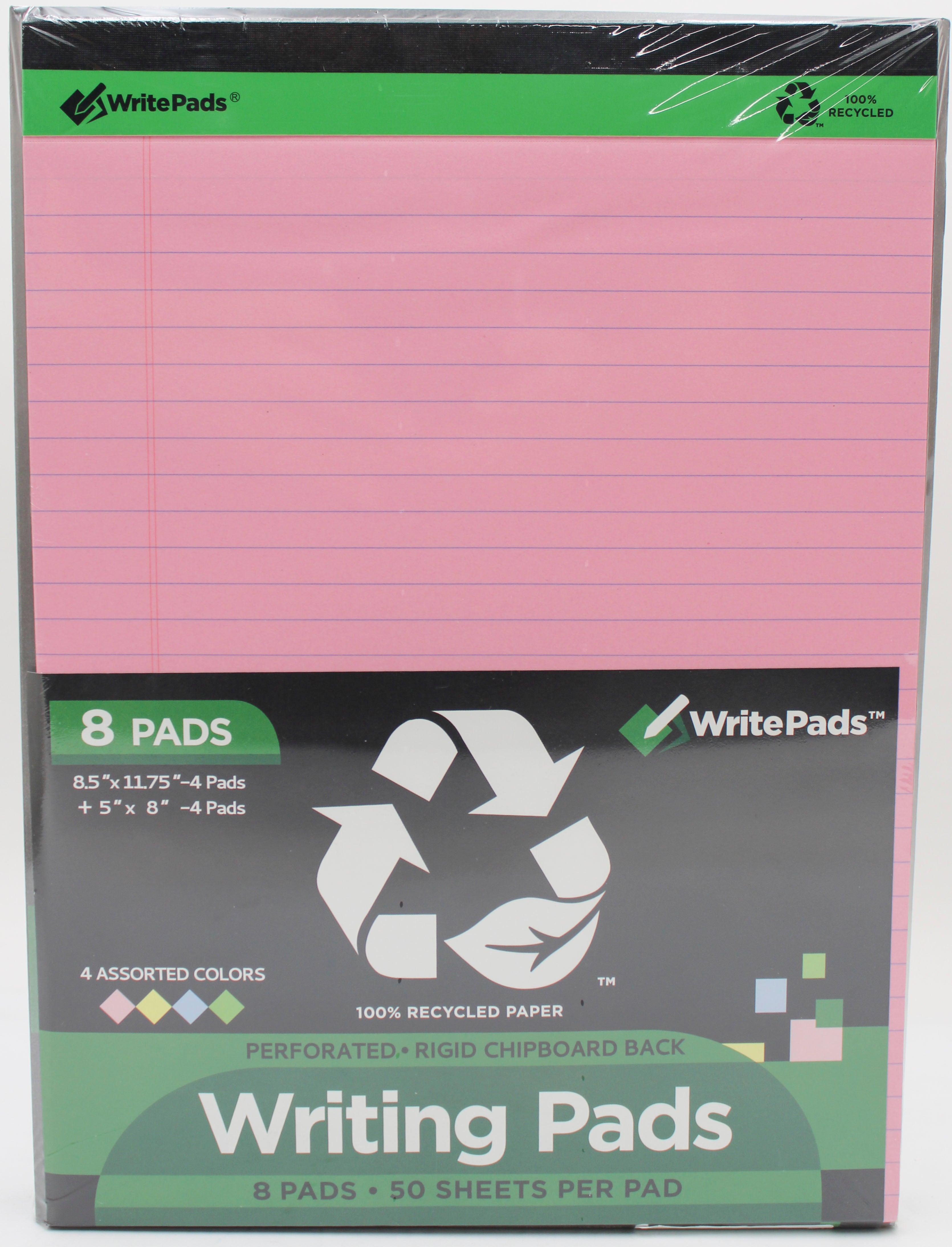 LEGAL PAD 8.5" X 11.75" & 5" X 8" 50 SHEETS 8PACK  ASSORTED