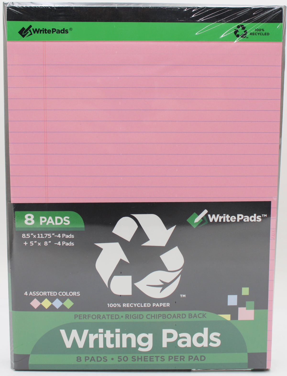 LEGAL PAD 8.5" X 11.75" & 5" X 8" 50 SHEETS 8PACK  ASSORTED