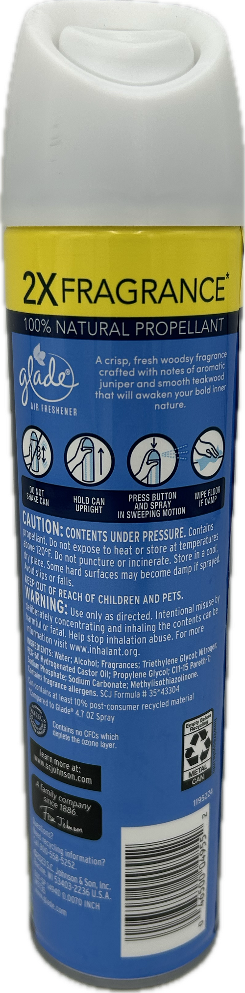 GLADE AEROSOL SPRAY FRESH JUNIPER & TEAK 8.3oz US