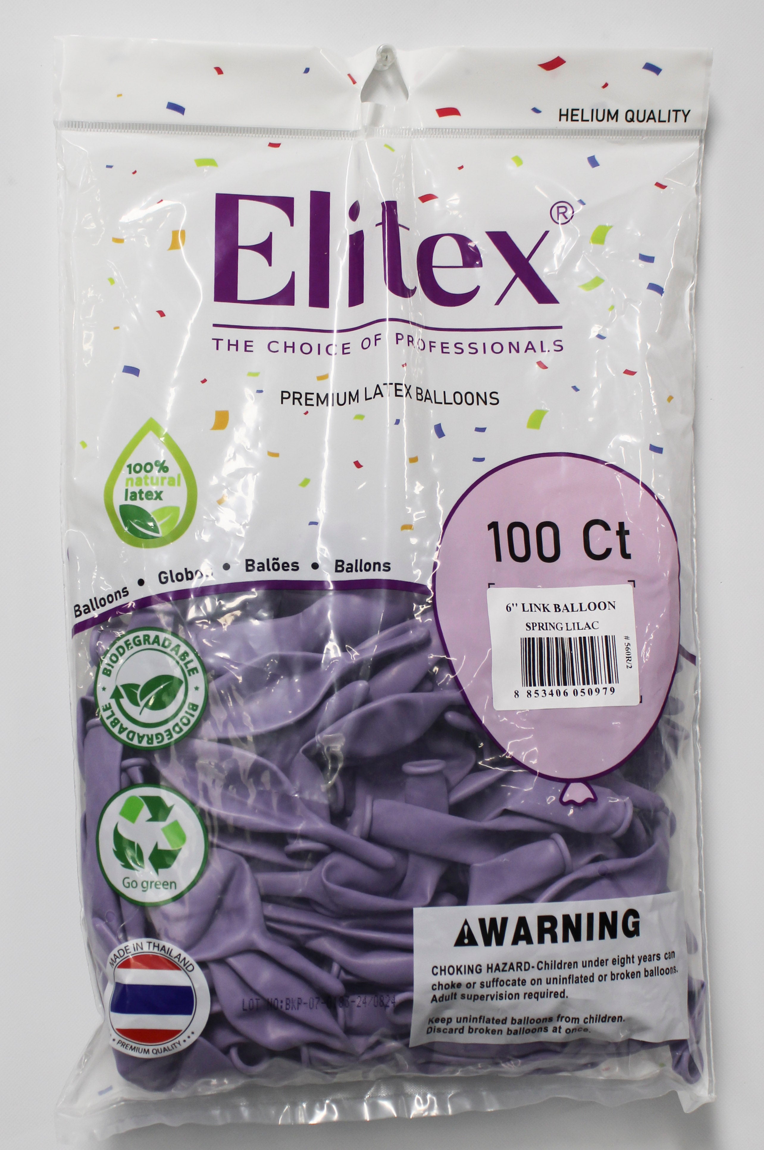 ELITEX 6" SPRING GREEN LINK BALLOON, 100 PACK
