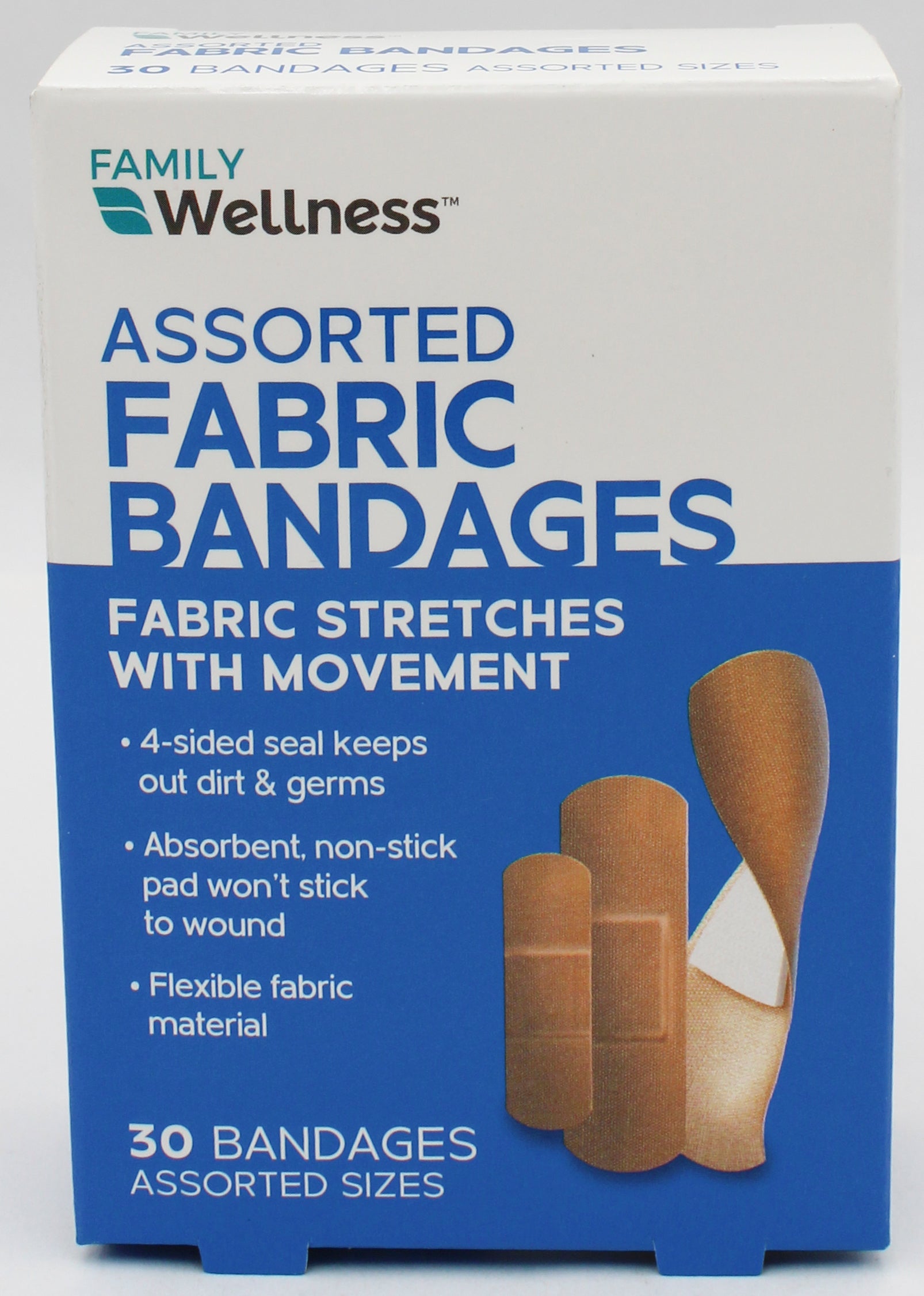 ASSORTED FABRIC BANDAGES TAN 30CT