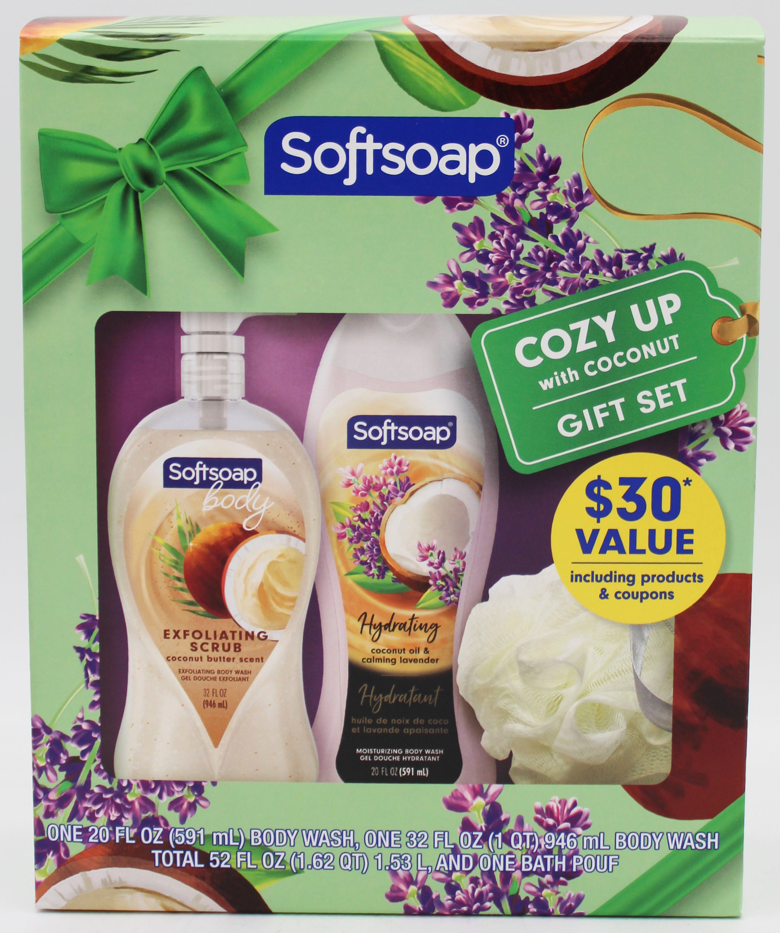 SOFTSOAP BODY WASH COCONUT GIFT SET 2pc W/ LOOFAH NI