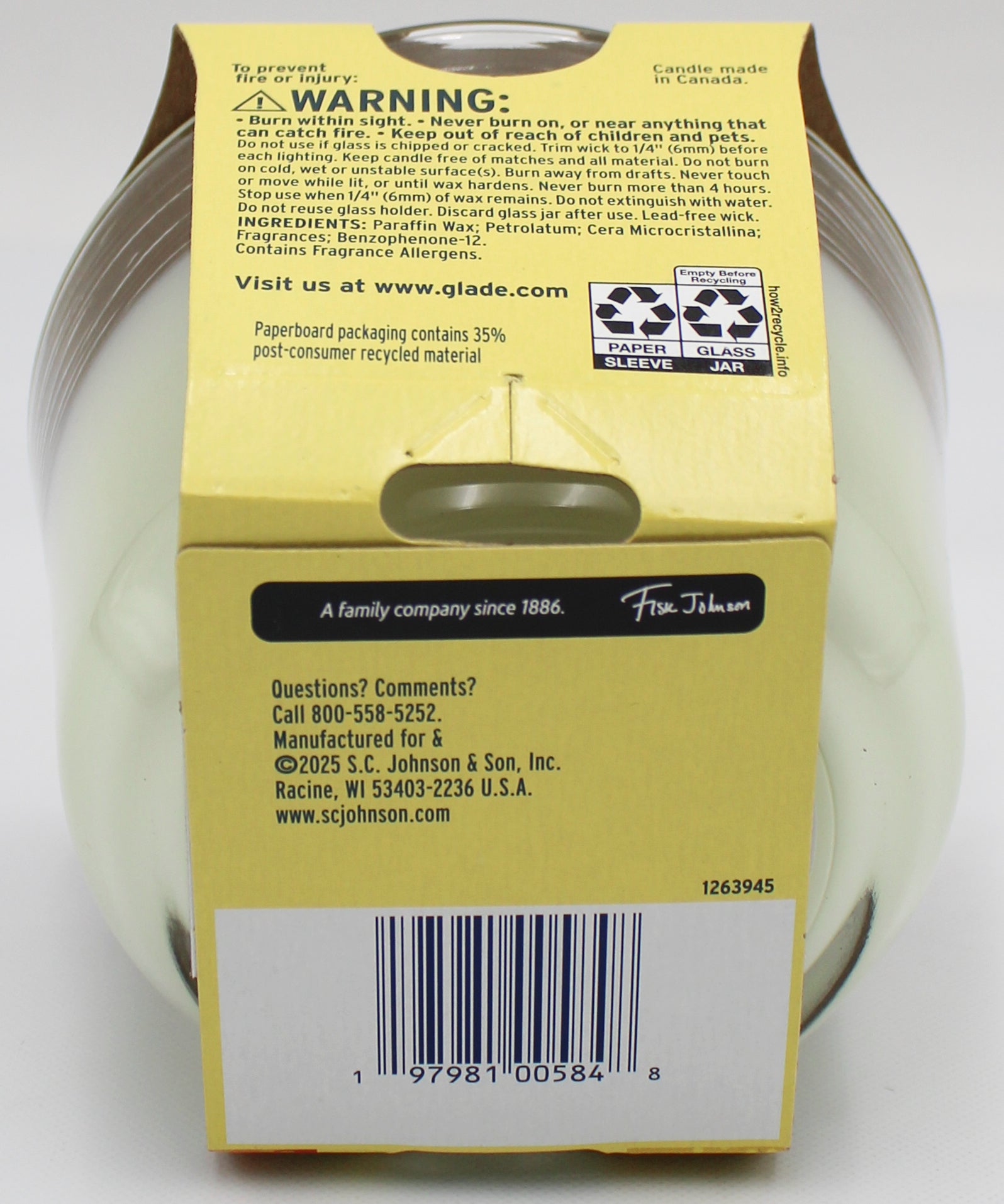 GLADE 3-WICK CANDLE LEMON ZEST & POPPY 6.8oz US