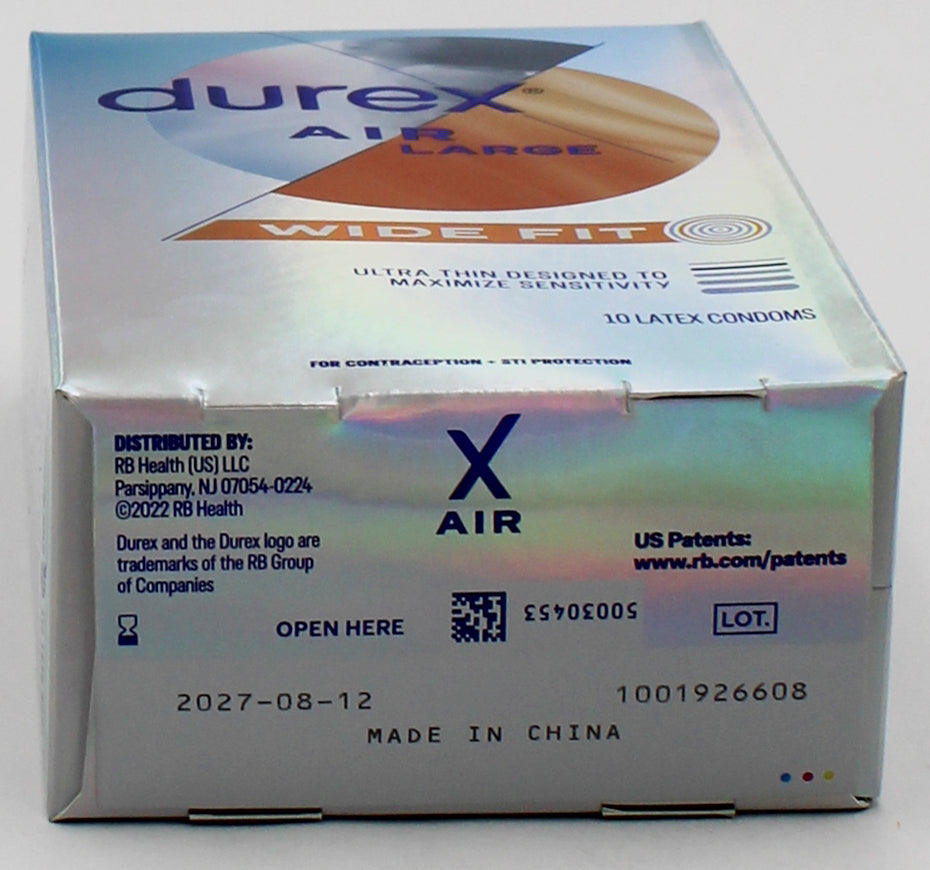 DUREX 10 PACK CONDOMS AIR WIDE FIT EXP 8/2027