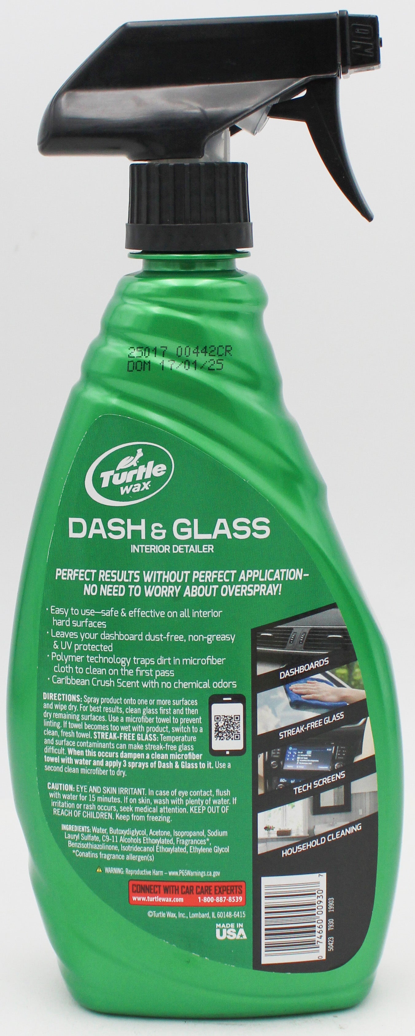 SP TURTLE WAX DASH & GLASS INTERIOR DETAILER 23oz CARIBBEAN CRUSH SCENT