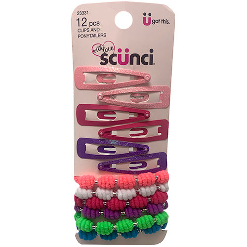 SCUNCI HAIRCLIPS/PONYTAILRS 12CT-NI