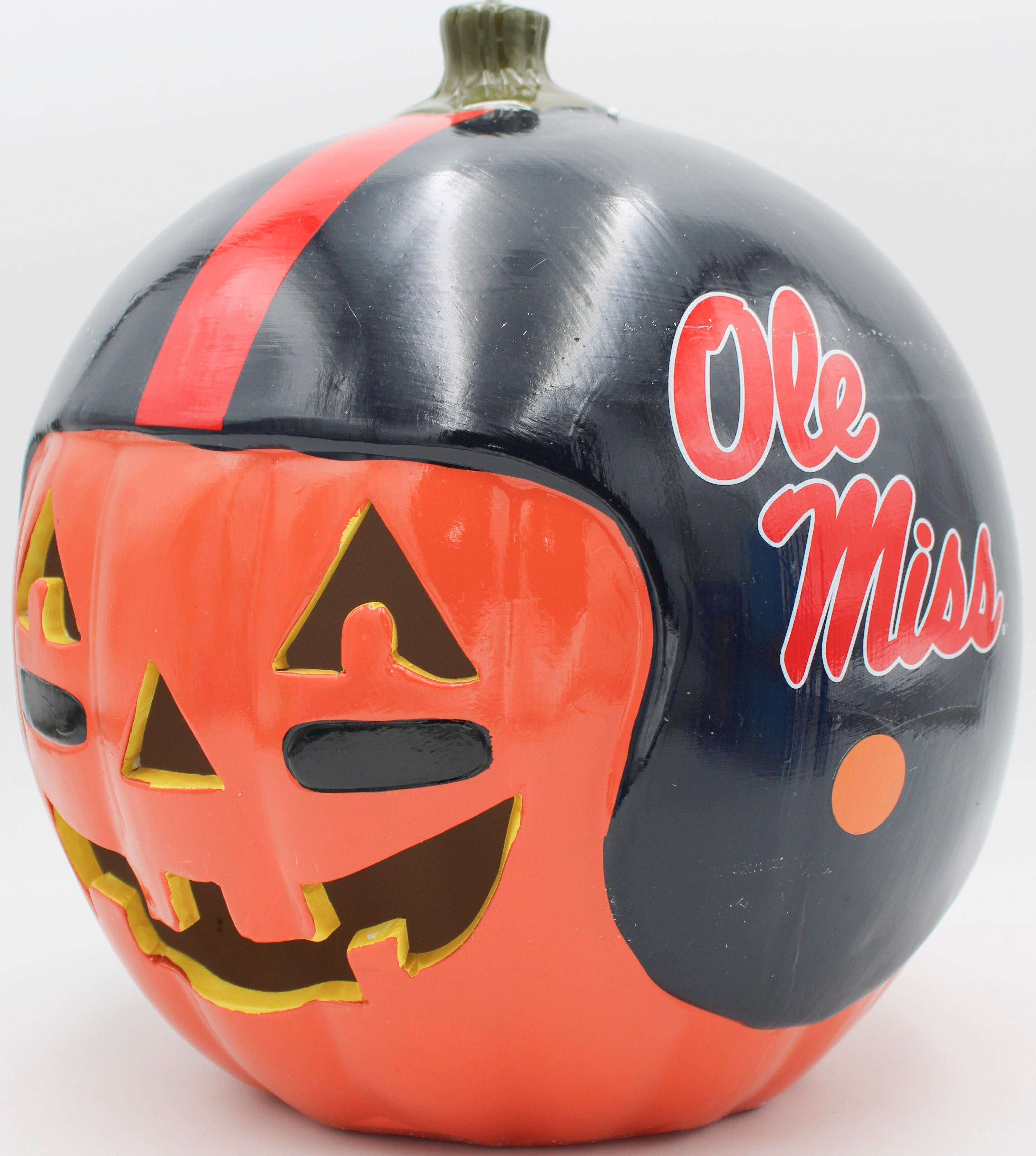 OFFICIALLY LICENCED MISSISSIPPI OLE MISS REBELS REBELS CERAMIC PUMPKIN HELMET 10"