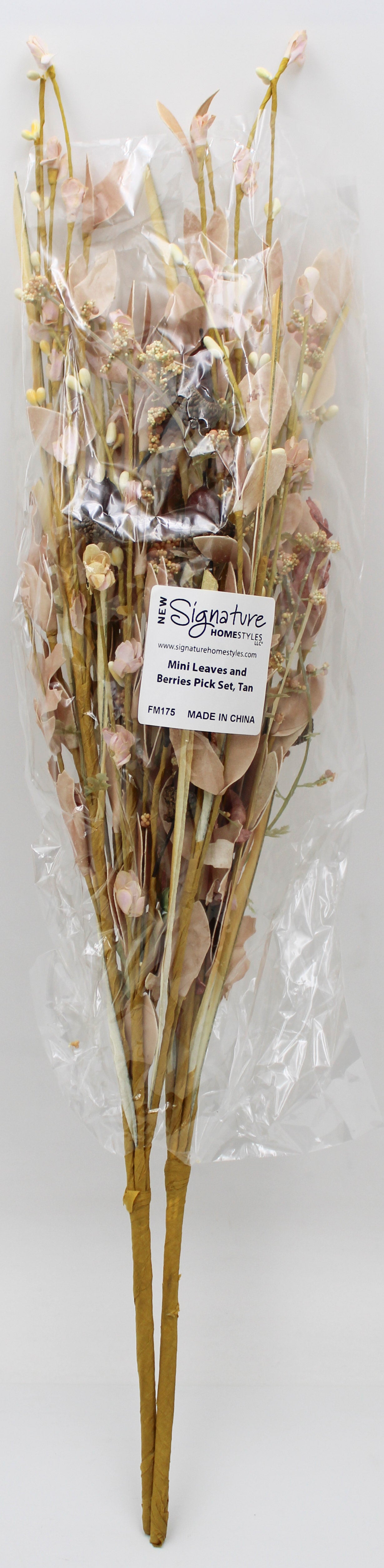 TAN MINI LEAVES AND BERRIES 2PC PICK SET 22"L