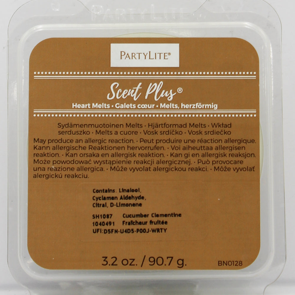 PARTYLITE CUCUMBER CLEMENTINE SCENT PLUS HEART MELTS 3.2oz