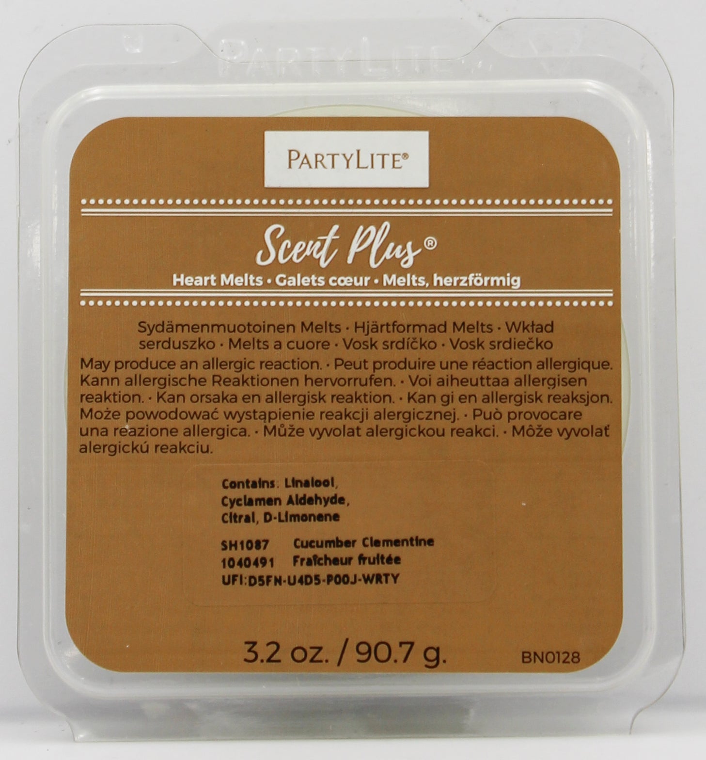 PARTYLITE CUCUMBER CLEMENTINE SCENT PLUS HEART MELTS 3.2oz