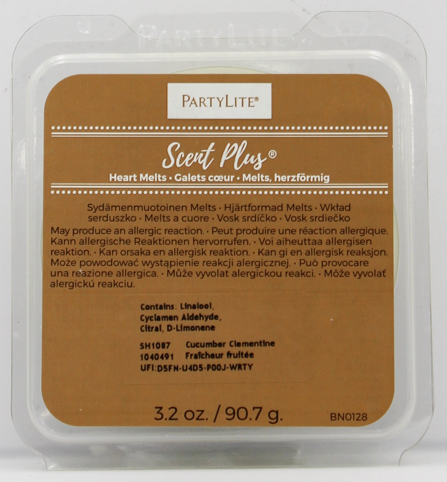 PARTYLITE CUCUMBER CLEMENTINE SCENT PLUS HEART MELTS 3.2oz