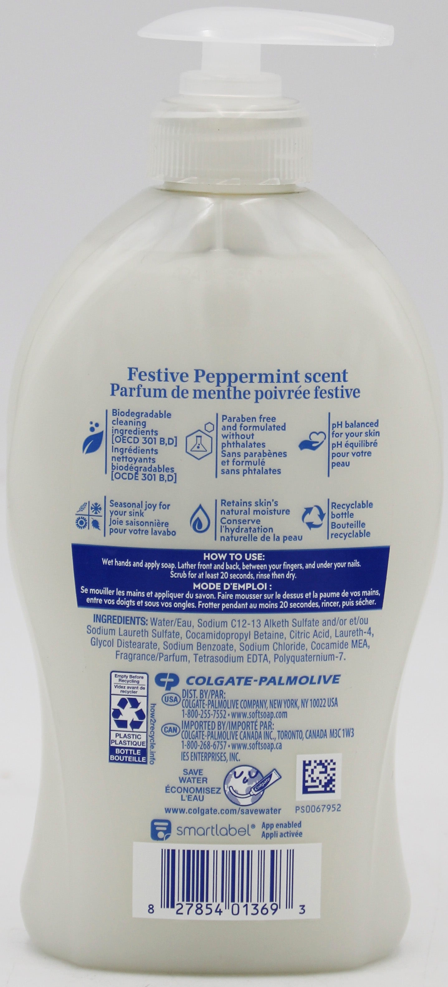 SOFTSOAP LIQUID HAND SOAP FESTIVE PEPPERMINT 11.25floz/332ml NI