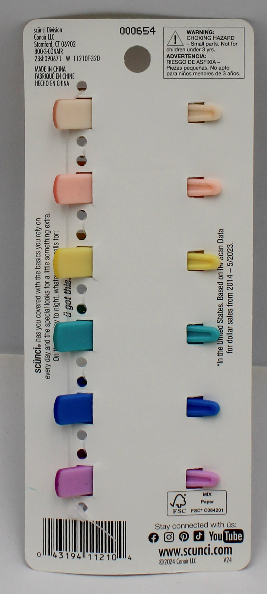 SCUNCI OMBRE SALON HAIR CLIPS 6ct NI