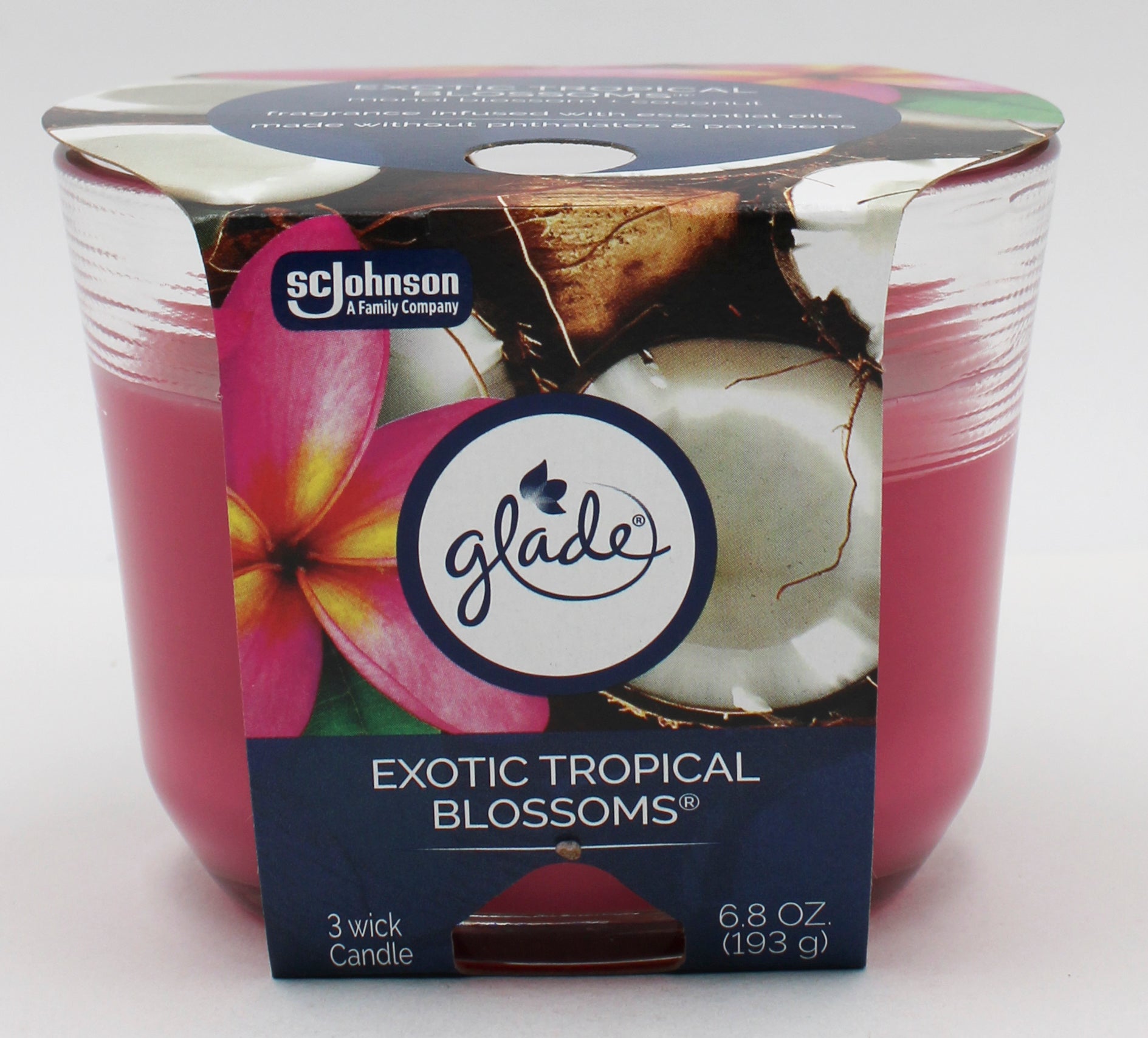 GLADE 3-WICK CANDLE EXOTIC TROPICAL BLOSSOMS 6.8oz - US.
